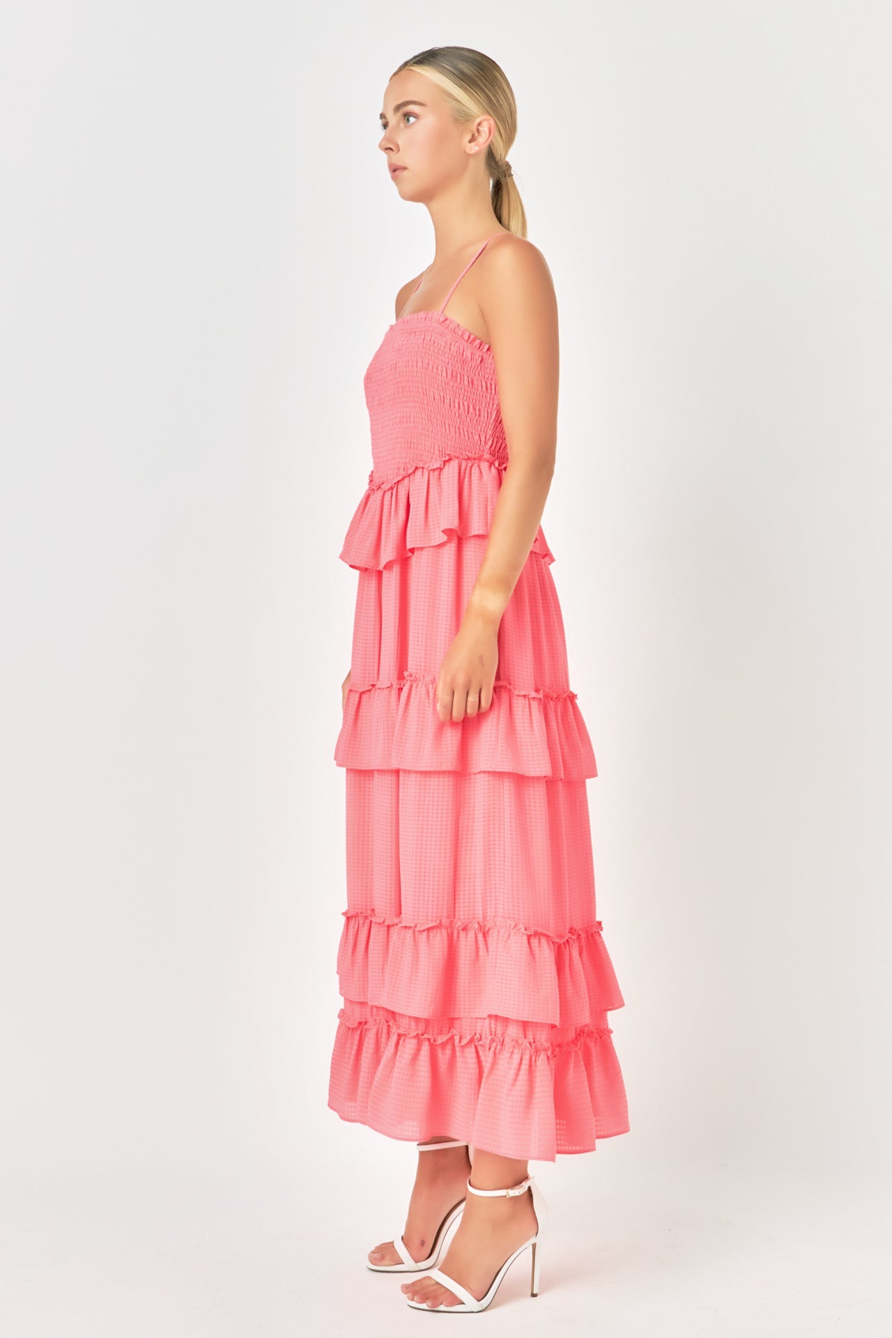 ENDLESS ROSE - Tiered Gingham Maxi Dress - DRESSES available at Objectrare