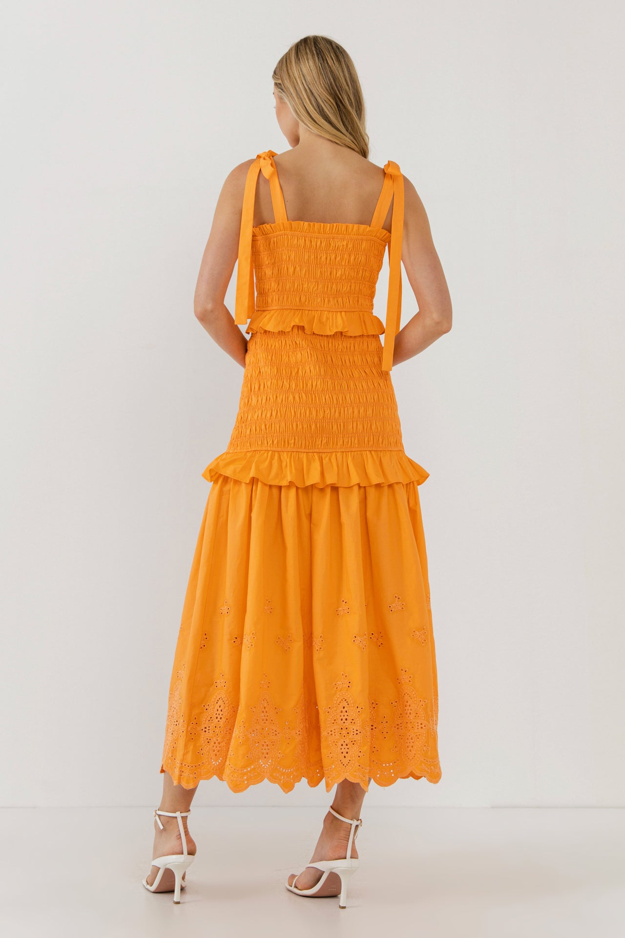 ENDLESS ROSE - Sunset Eyelet Smocked Maxi - DRESSES available at Objectrare