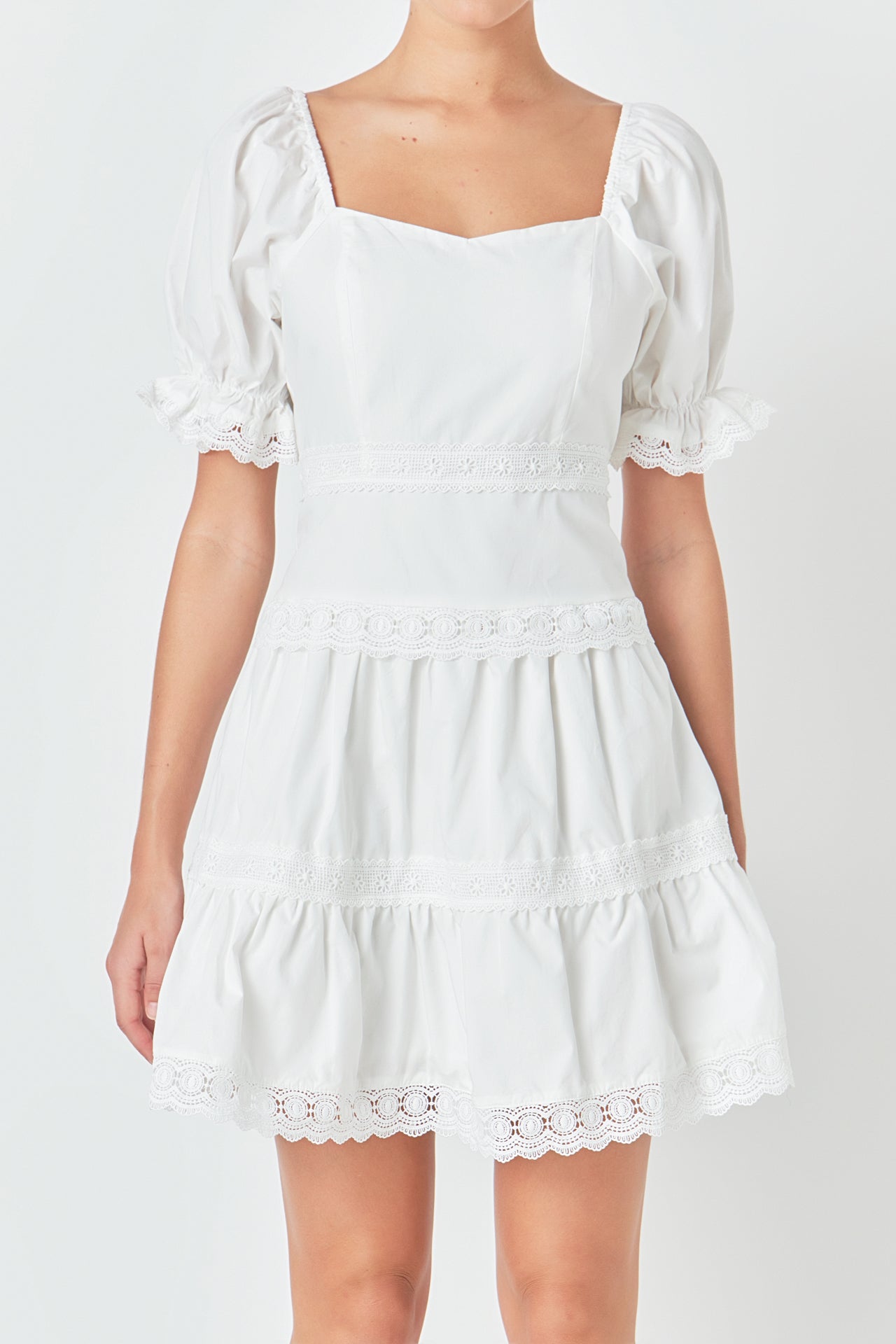 ENDLESS ROSE - Sweetheart Lace Combo Puff Mini - DRESSES available at Objectrare