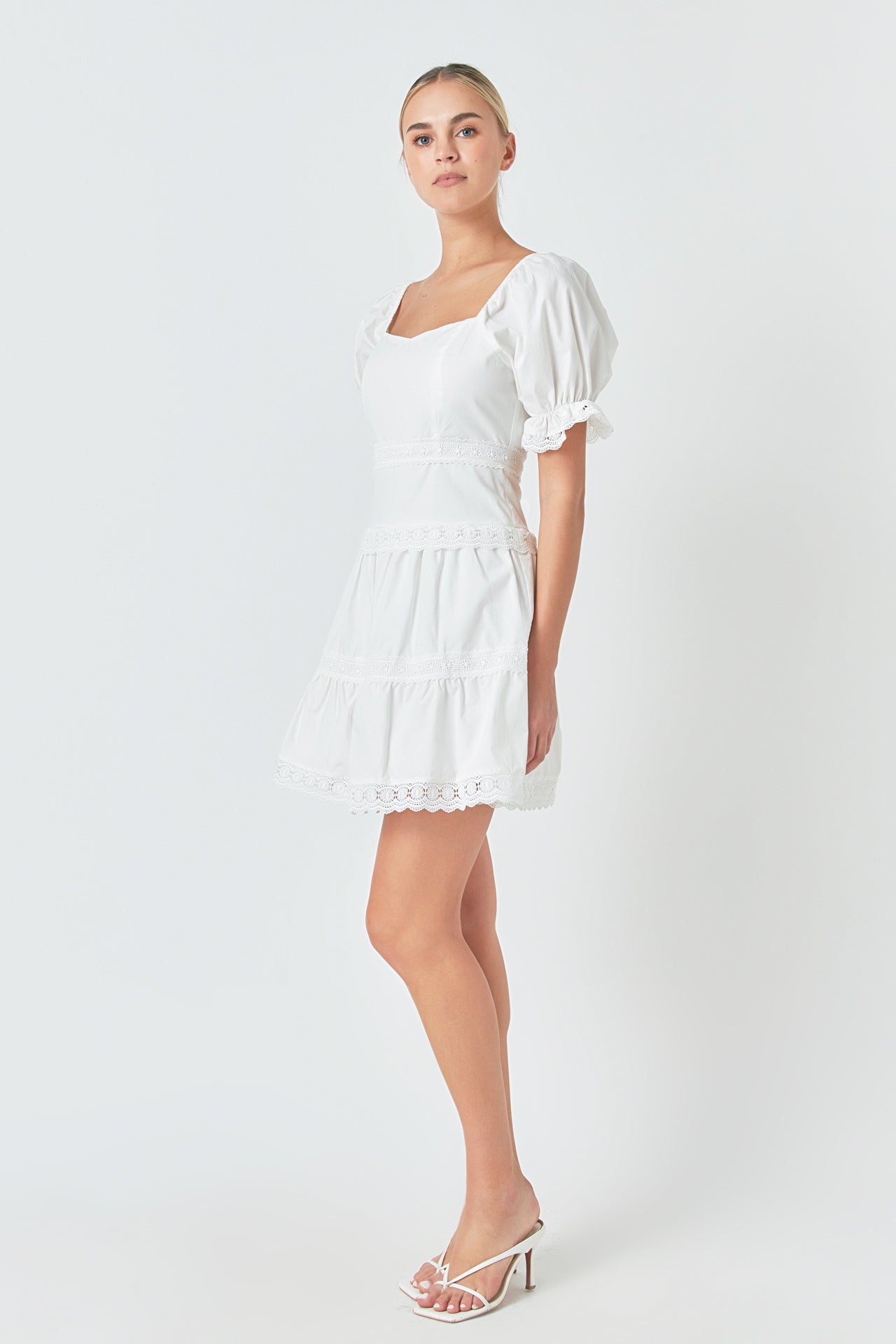 ENDLESS ROSE - Sweetheart Lace Combo Puff Mini - DRESSES available at Objectrare