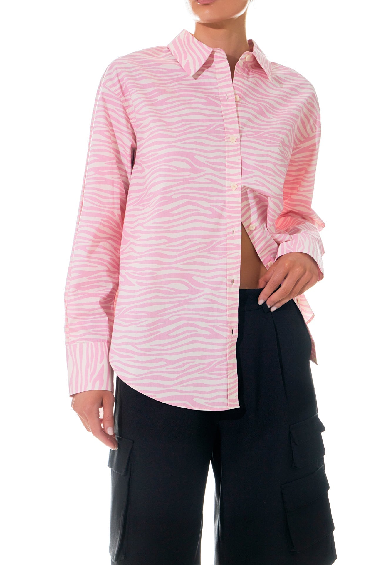 GREY LAB - Zebra Printed Cotton Shirt - SHIRTS & BLOUSES available at Objectrare