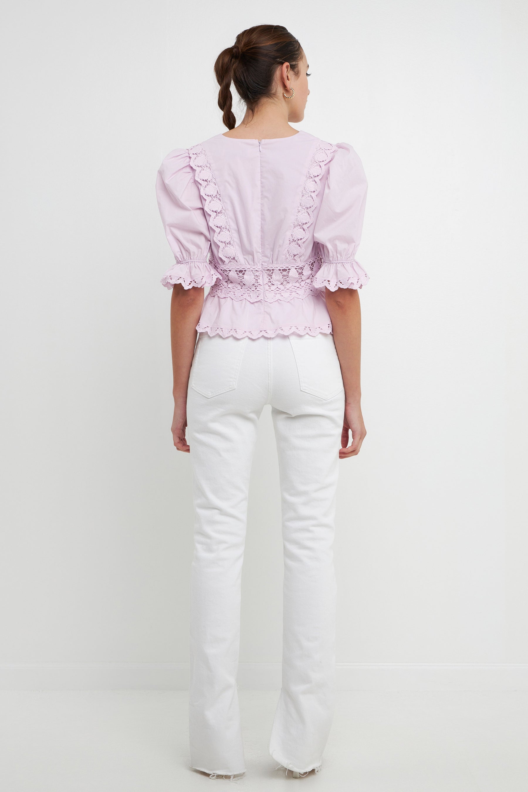 ENDLESS ROSE - Combination Eyelet Lace Top - TOPS available at Objectrare