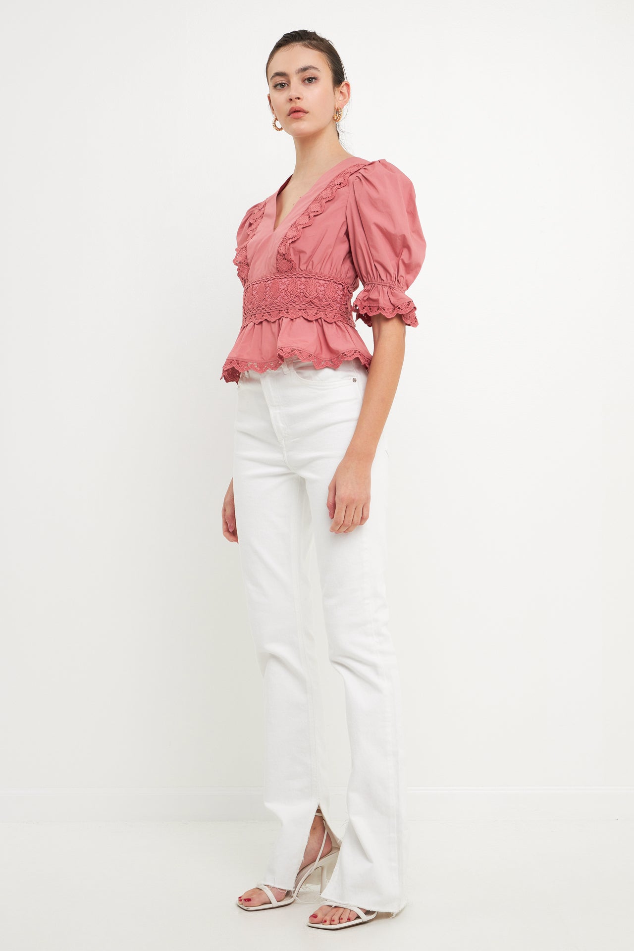 ENDLESS ROSE - Combination Eyelet Lace Top - TOPS available at Objectrare