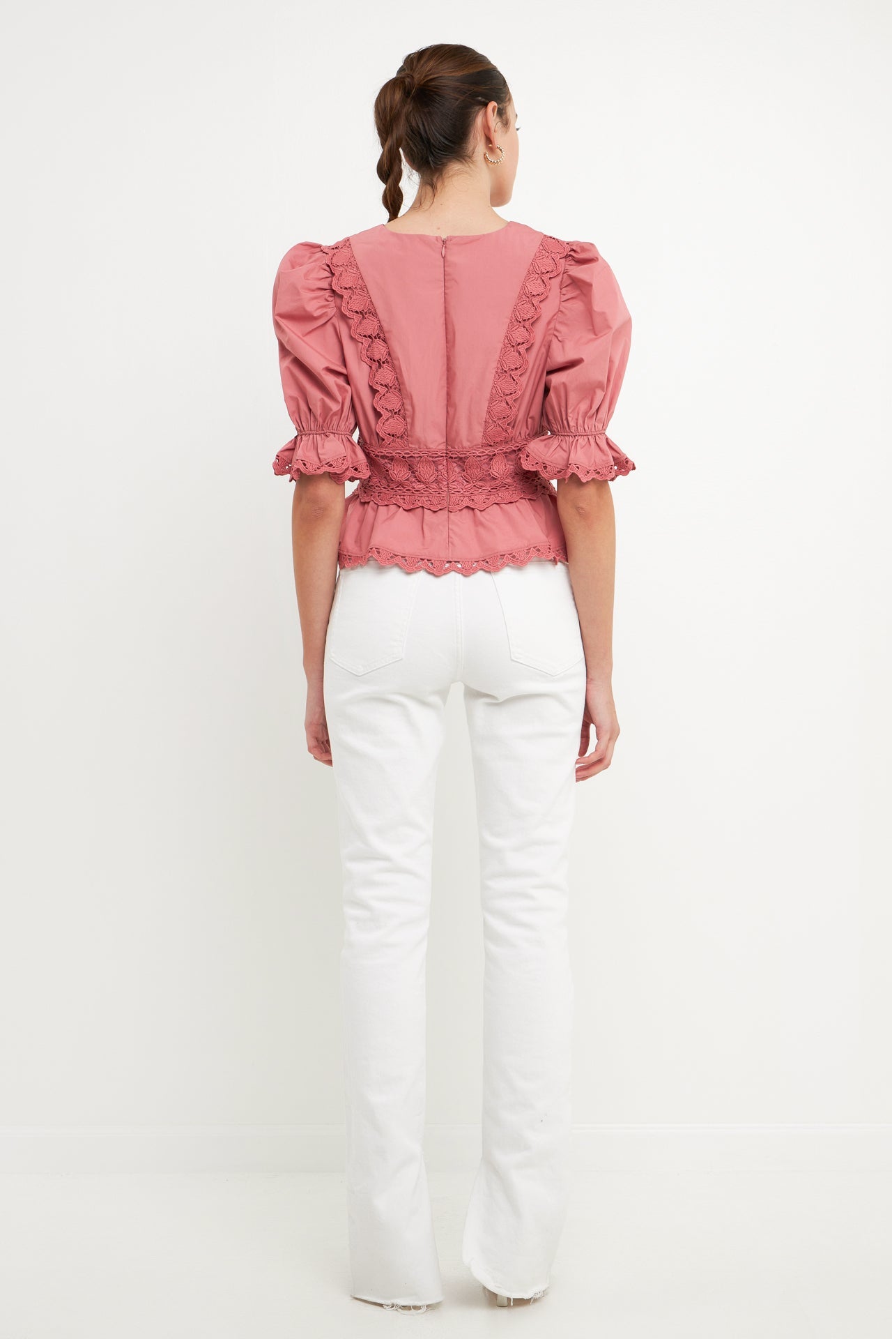ENDLESS ROSE - Combination Eyelet Lace Top - TOPS available at Objectrare