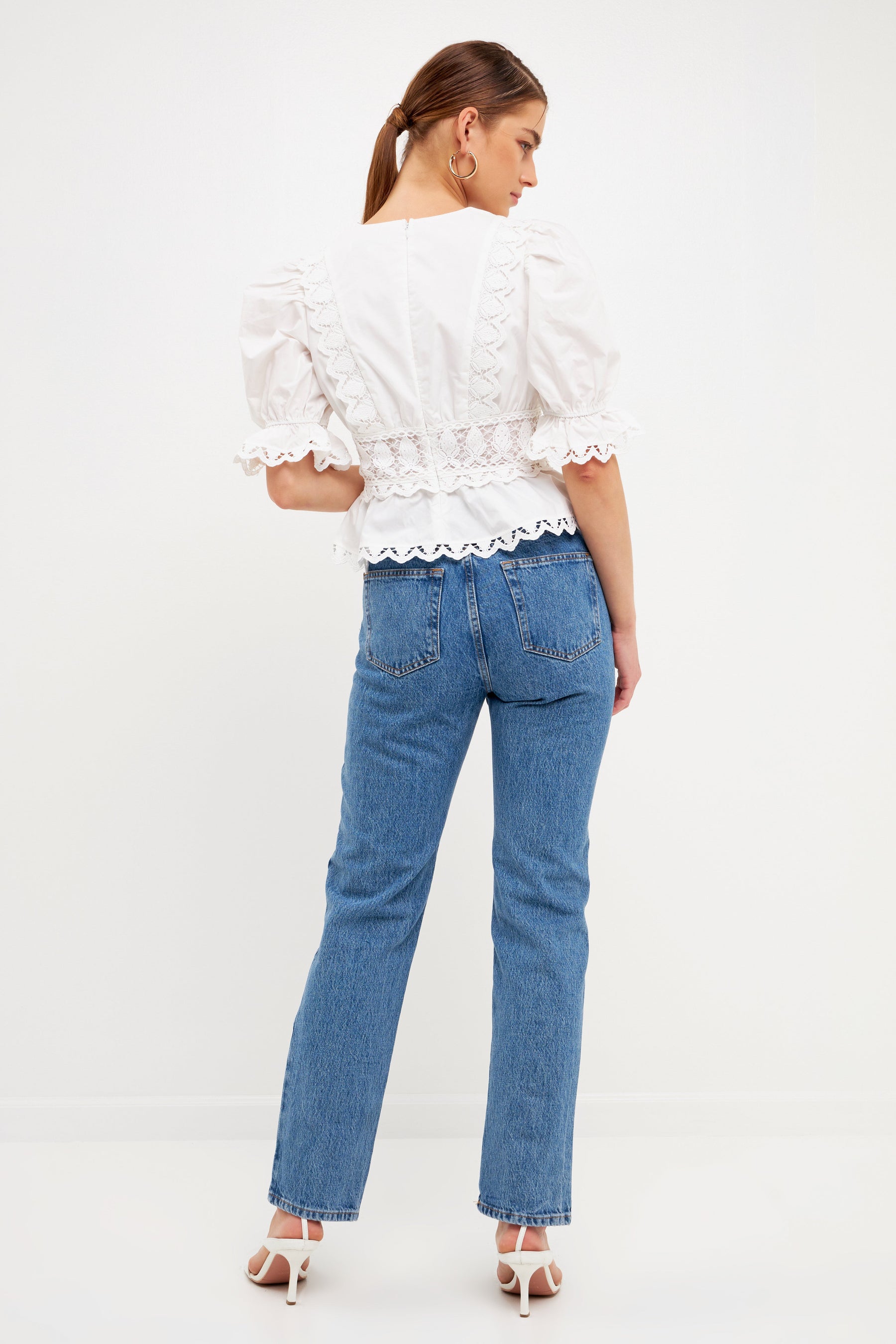 ENDLESS ROSE - Combination Eyelet Lace Top - TOPS available at Objectrare