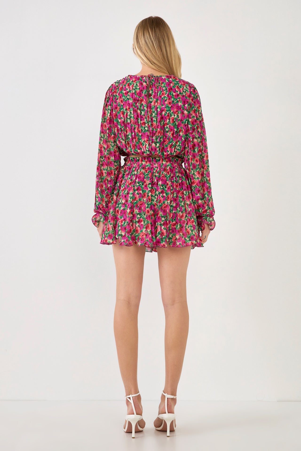 Floral Pleated Bubbled Top