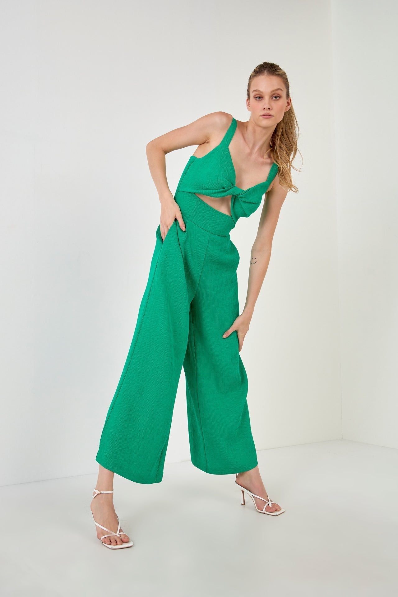 ENDLESS ROSE - Soft Touch Plisse Twist Jumpsuit - JUMPSUITS available at Objectrare