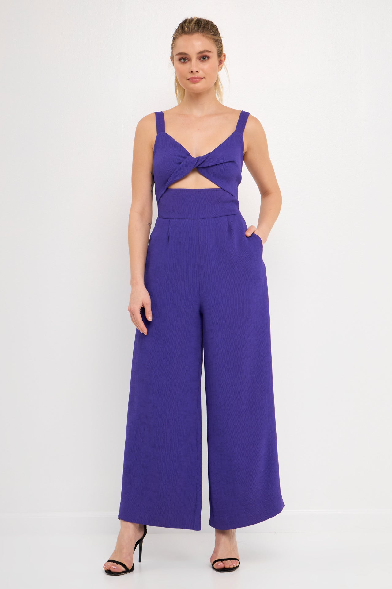 ENDLESS ROSE - Soft Touch Plisse Twist Jumpsuit - JUMPSUITS available at Objectrare