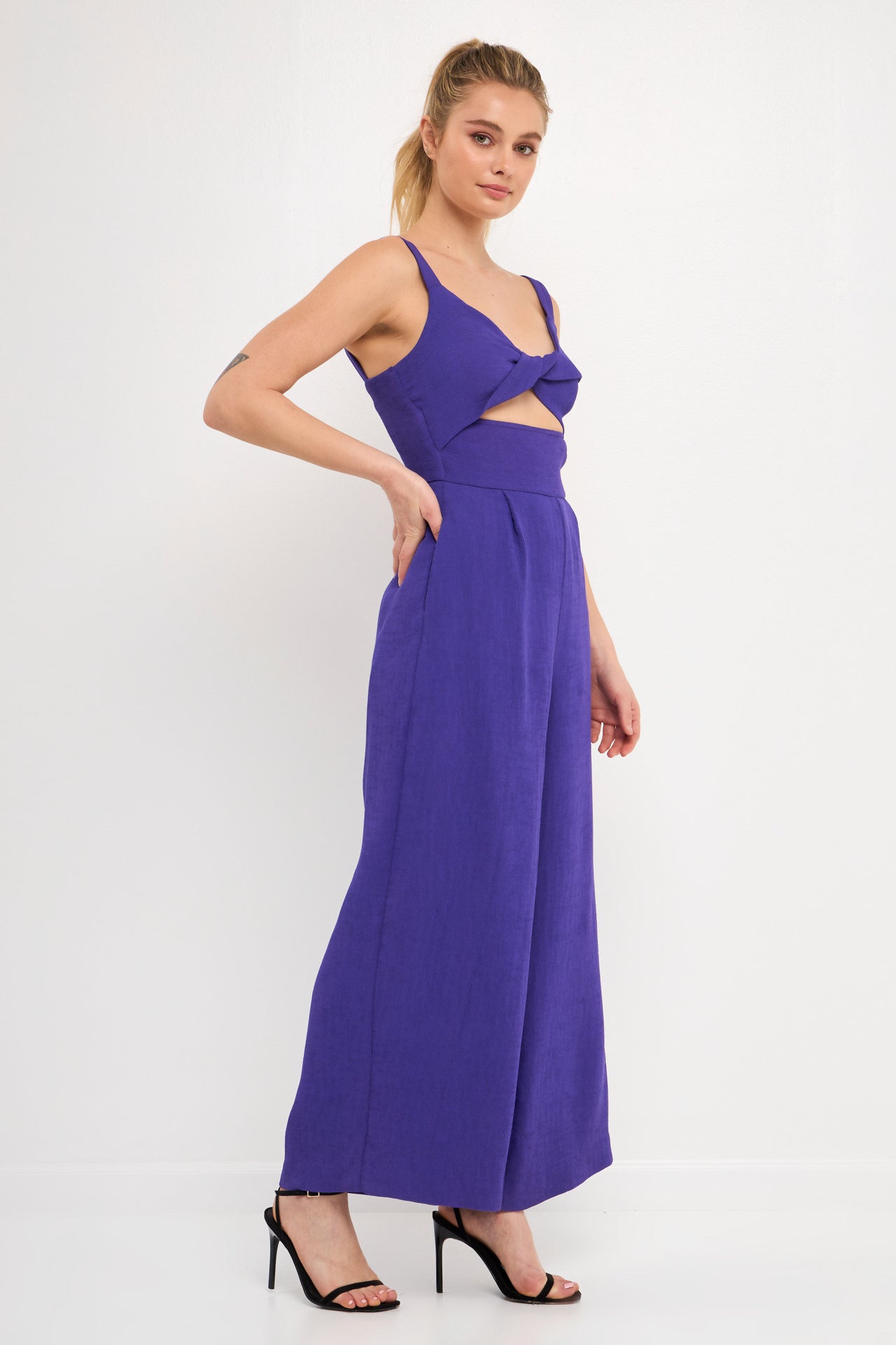 ENDLESS ROSE - Soft Touch Plisse Twist Jumpsuit - JUMPSUITS available at Objectrare