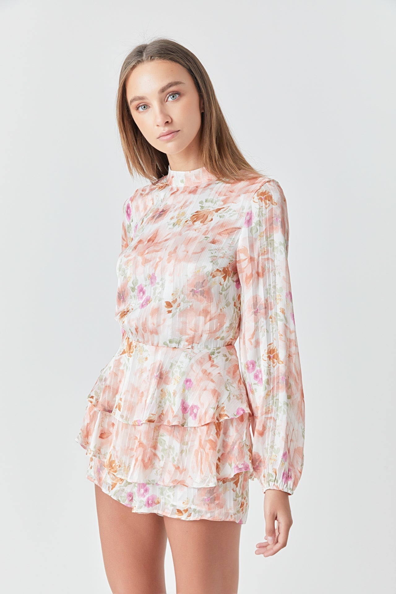 ENDLESS ROSE - Long Sleeve Floral Romper - ROMPERS available at Objectrare
