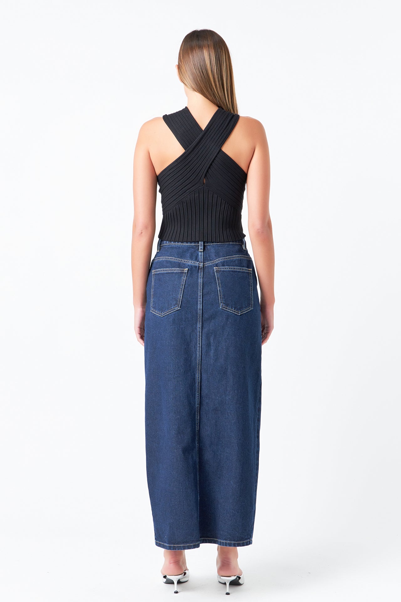 GREY LAB - Fine Rib Knit Halter Peekaboo Top - TOPS available at Objectrare