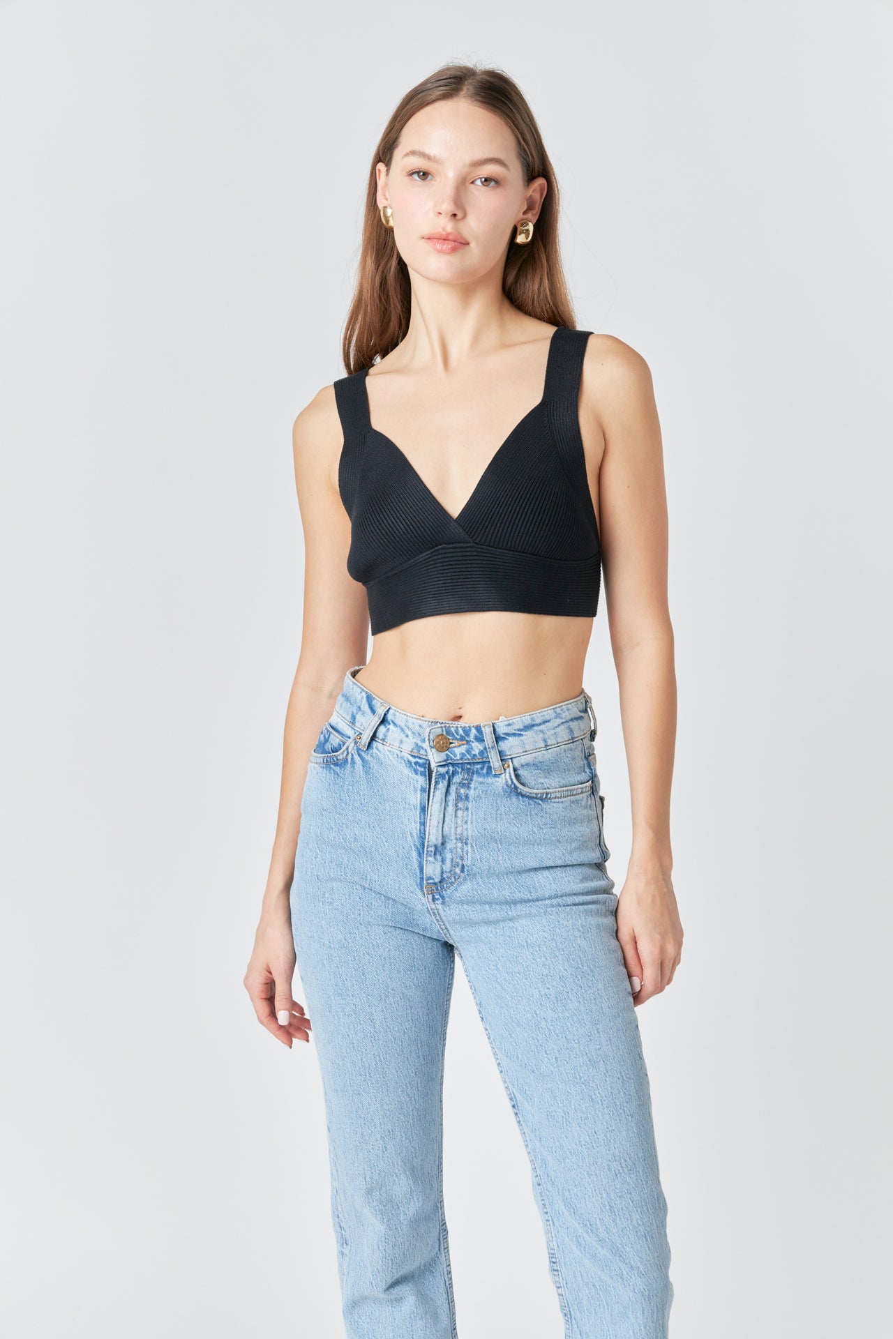 ENDLESS ROSE - Back Tie Elevated Knit Bralette - CAMI TOPS & TANK available at Objectrare