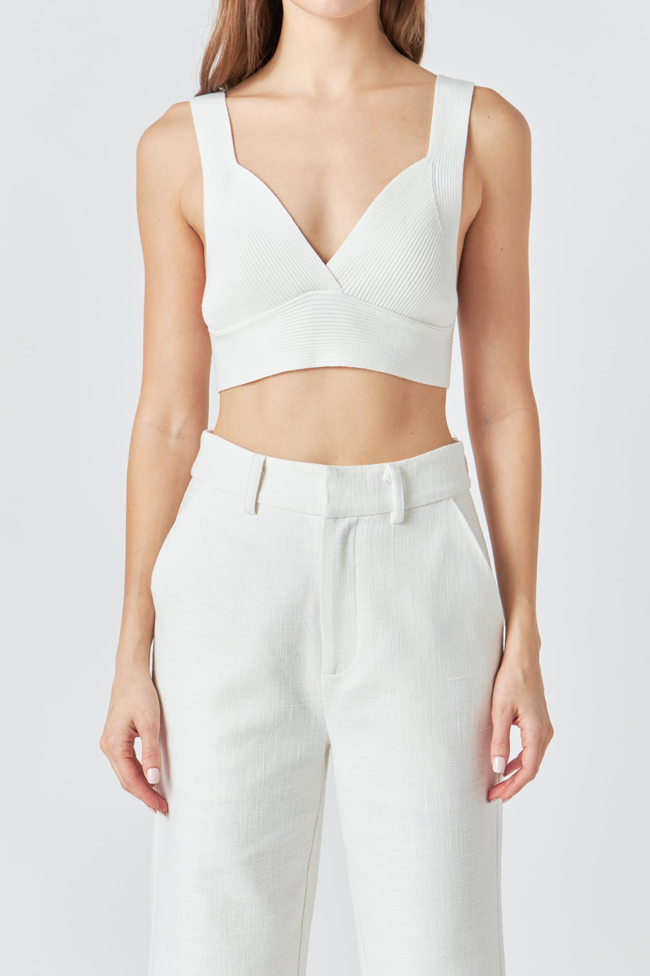 ENDLESS ROSE - Back Tie Elevated Knit Bralette - CAMI TOPS & TANK available at Objectrare