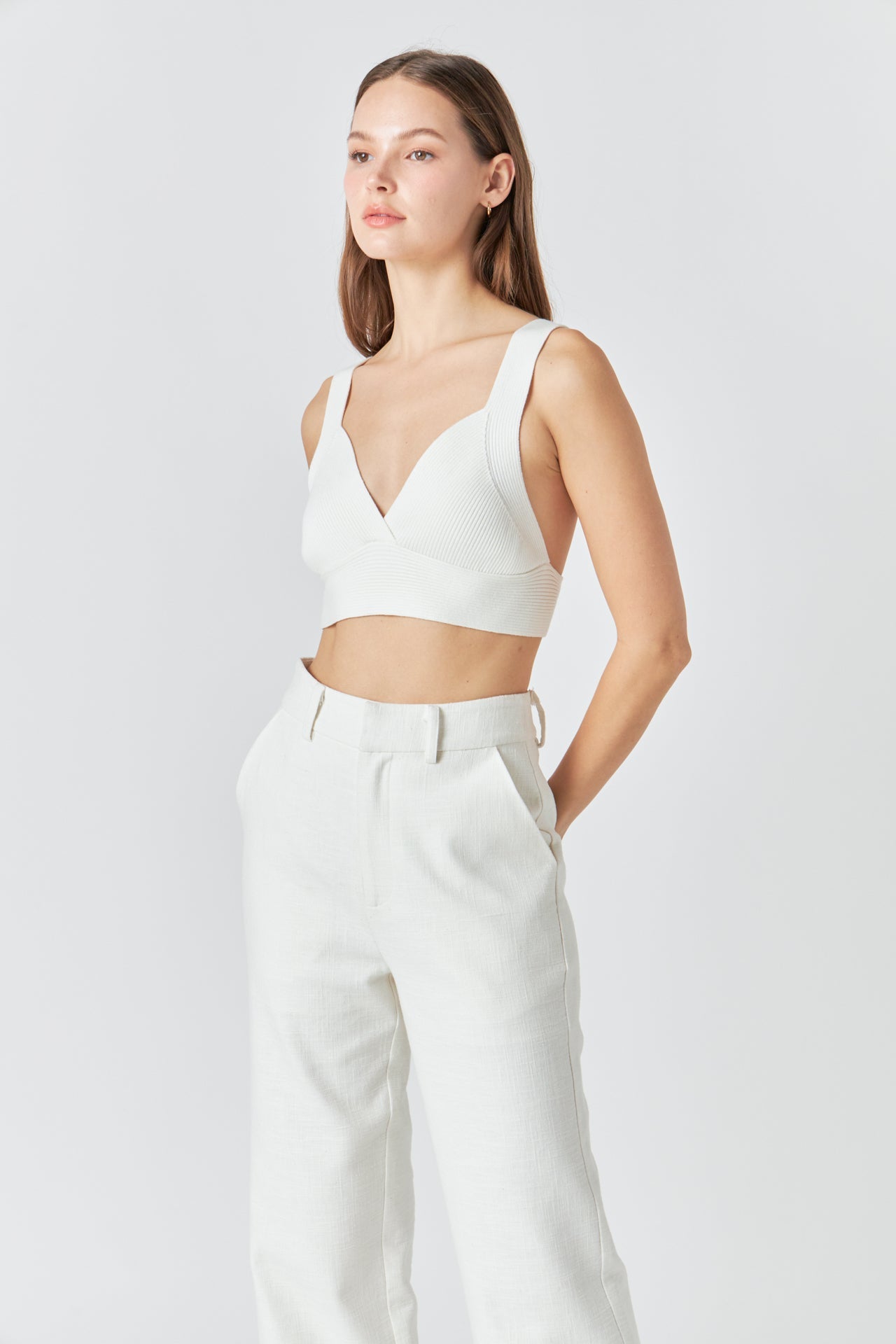 ENDLESS ROSE - Back Tie Elevated Knit Bralette - CAMI TOPS & TANK available at Objectrare