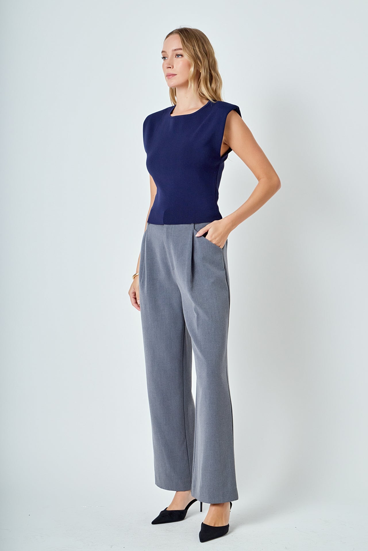 ENDLESS ROSE - Elevated Solid Knit Padded Top - TOPS available at Objectrare