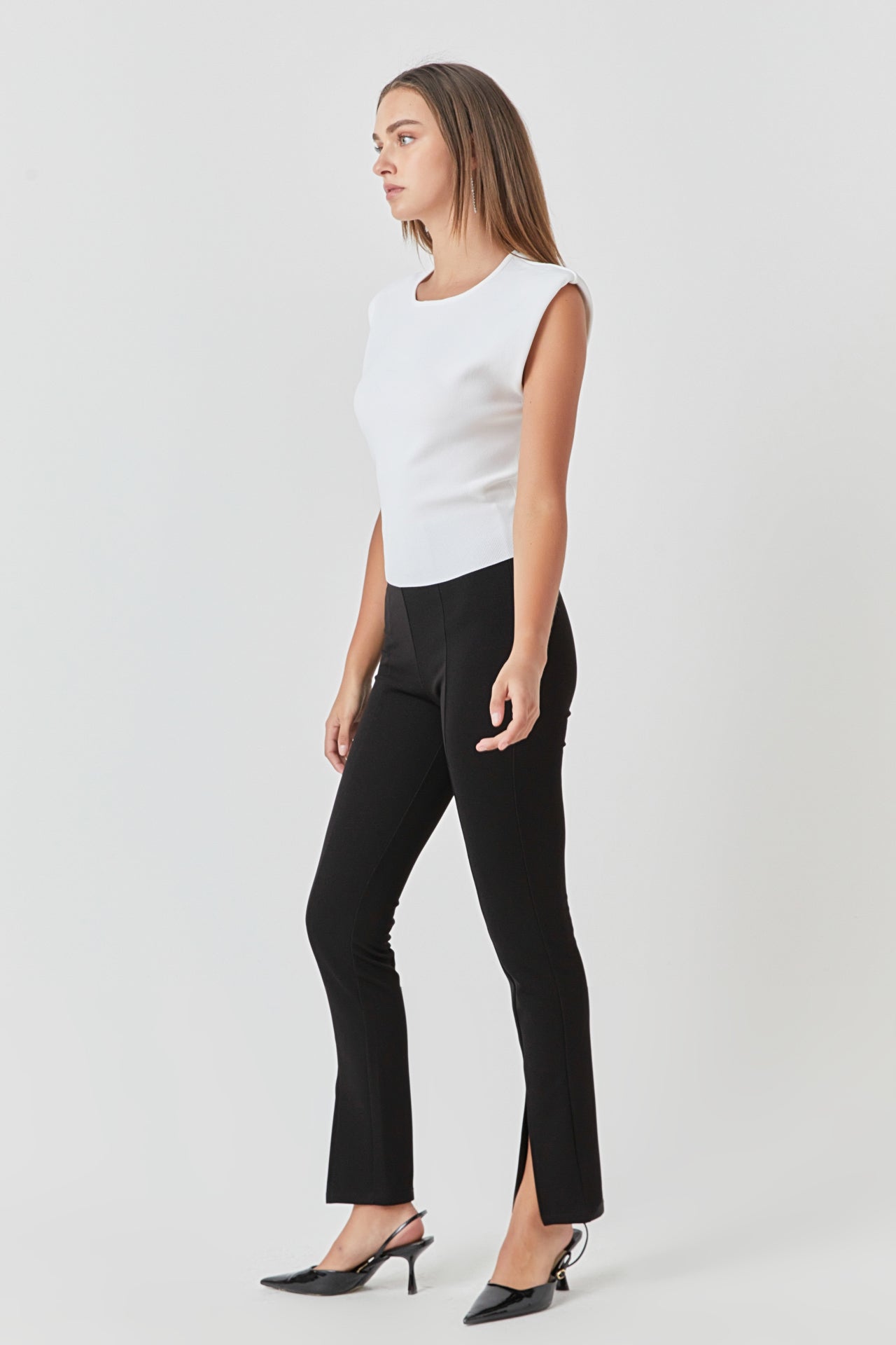 ENDLESS ROSE - Elevated Solid Knit Padded Top - TOPS available at Objectrare