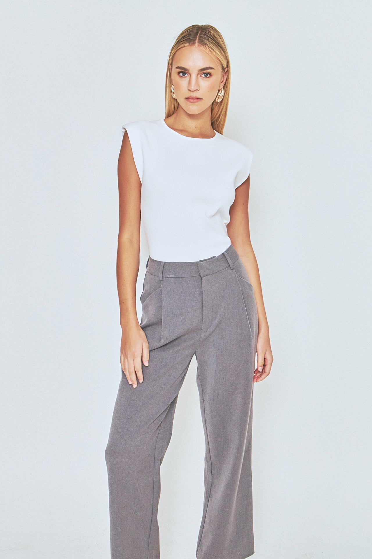 ENDLESS ROSE - Elevated Solid Knit Padded Top - TOPS available at Objectrare