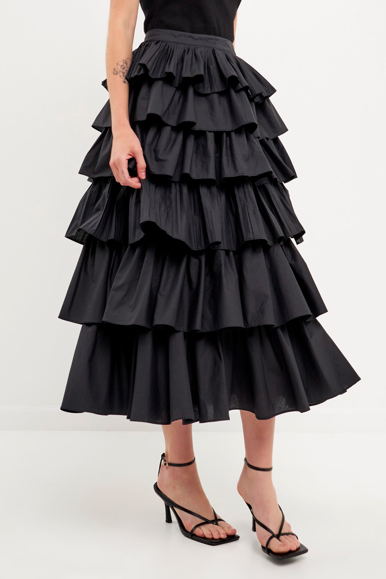 ENGLISH FACTORY - Pleated Combo Maxi Poplin Skirt - SKIRTS available at Objectrare