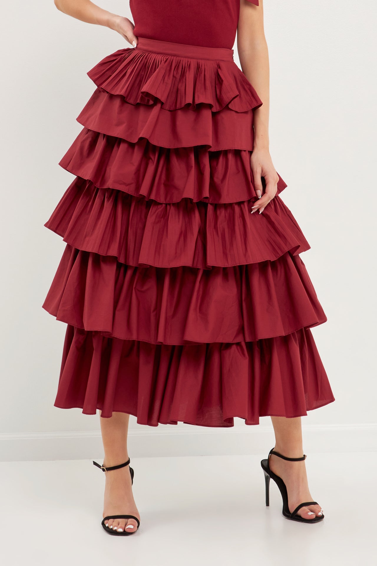 ENGLISH FACTORY - Pleated Combo Maxi Poplin Skirt - SKIRTS available at Objectrare