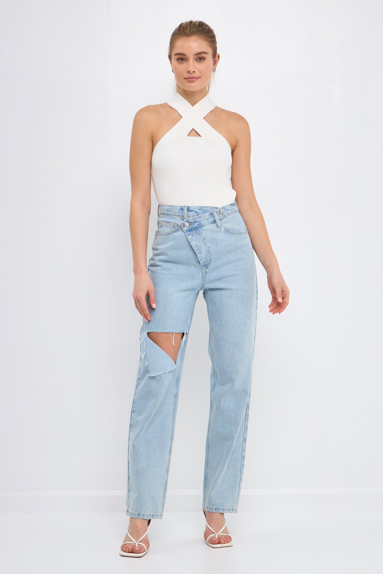 ENDLESS ROSE - Cross Haltered Soft Rib Knit Tank - CAMI TOPS & TANK available at Objectrare
