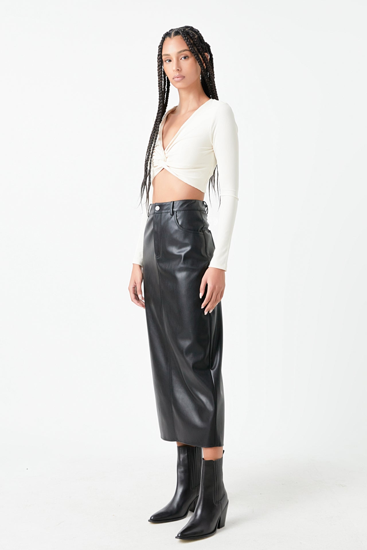 GREY LAB - Front Twist Cropped Long Sleeve - TOPS available at Objectrare