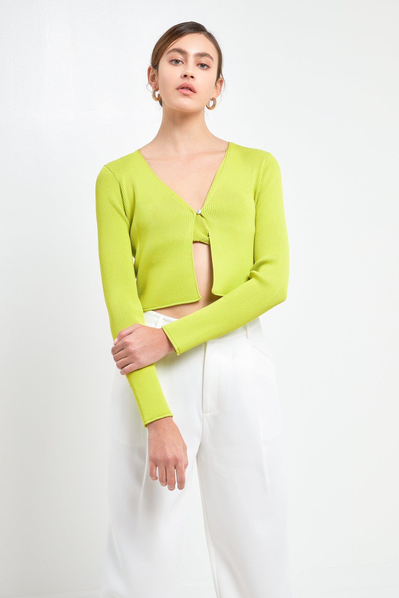 ENDLESS ROSE - Single Button Fine Rib Cardigan - SWEATERS & KNITS available at Objectrare