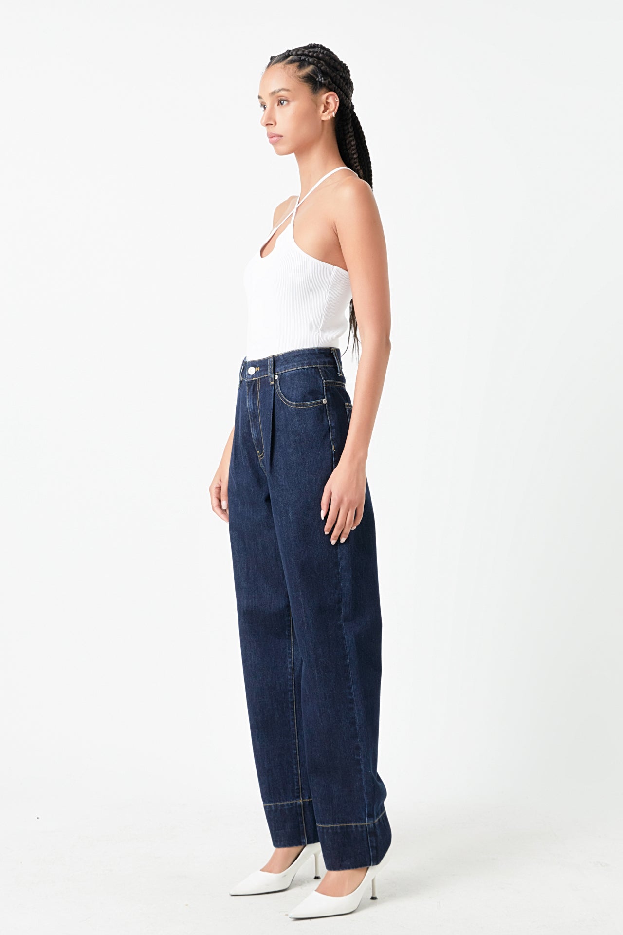 GREY LAB - Crossover Skinny Rib Knit Top - TOPS available at Objectrare