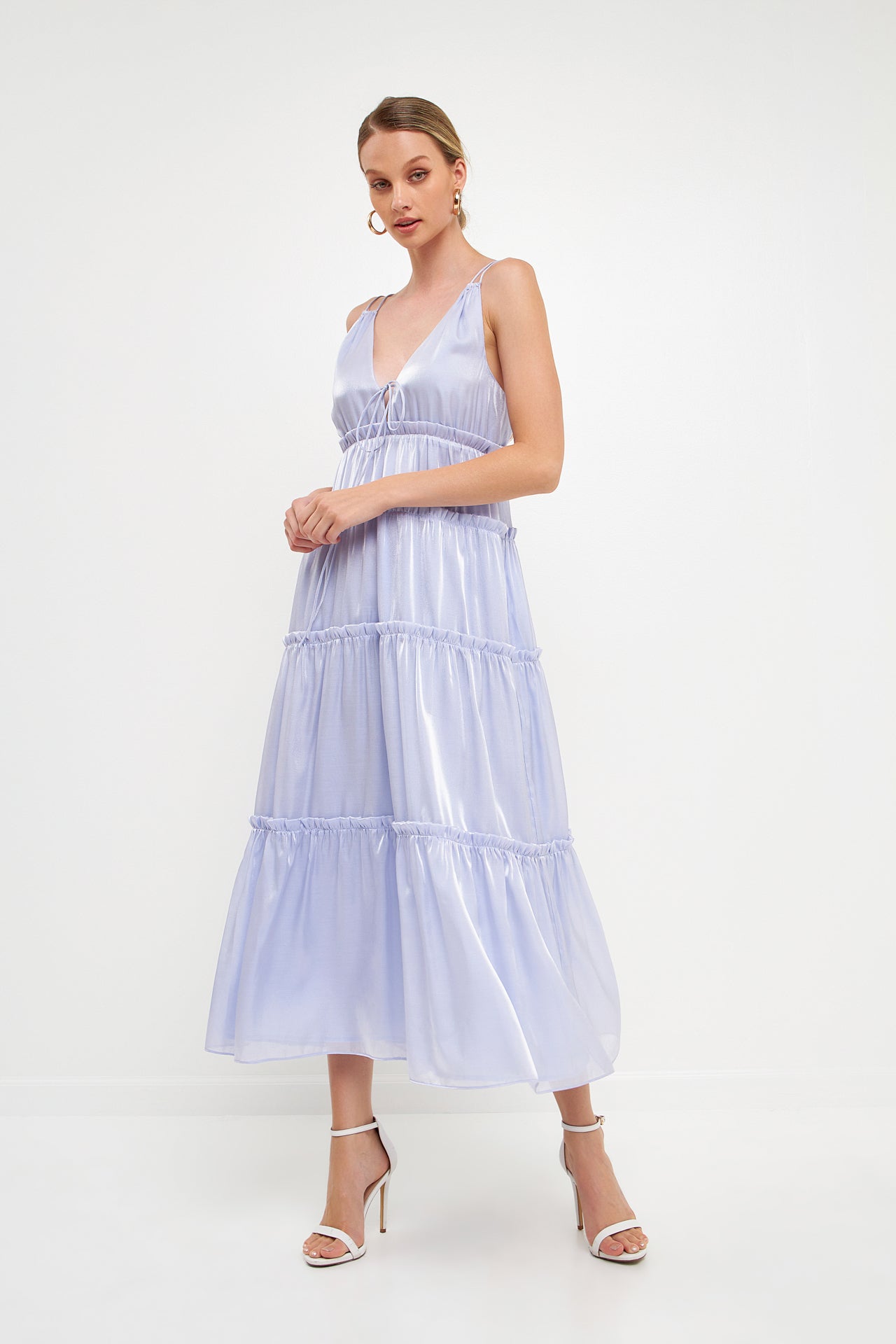 ENDLESS ROSE - Light Sheen Front Tie Maxi Gown - DRESSES available at Objectrare