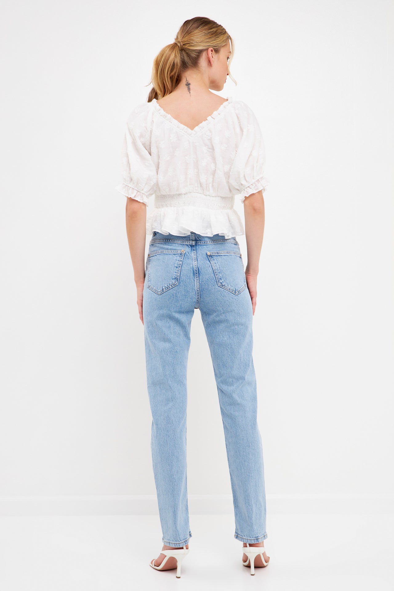 ENDLESS ROSE - Floral Embroidered Smocked Off Shoulder Top - TOPS available at Objectrare