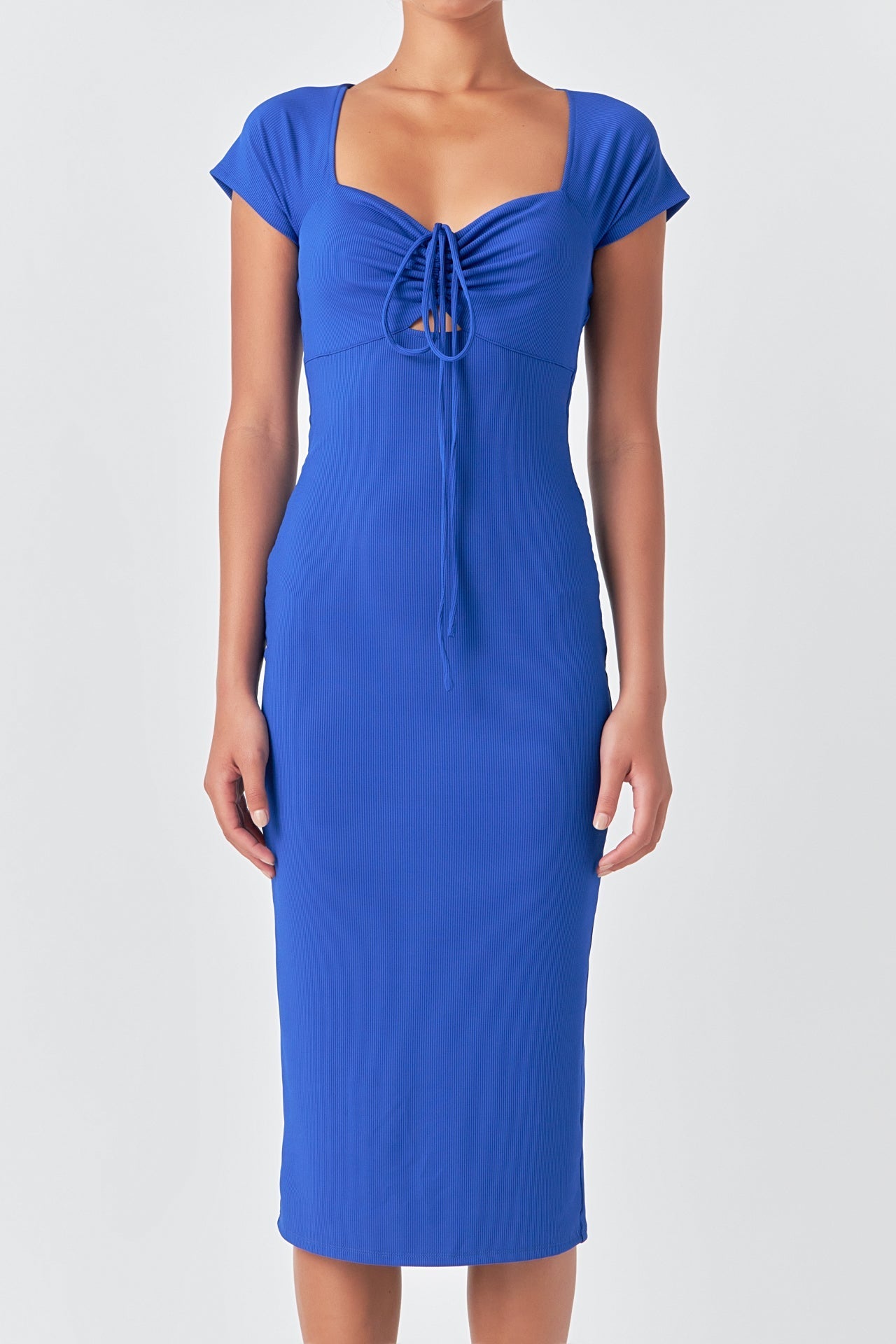 GREY LAB - Cap Sleeve Front Haltered Midi Dress - DRESSES available at Objectrare