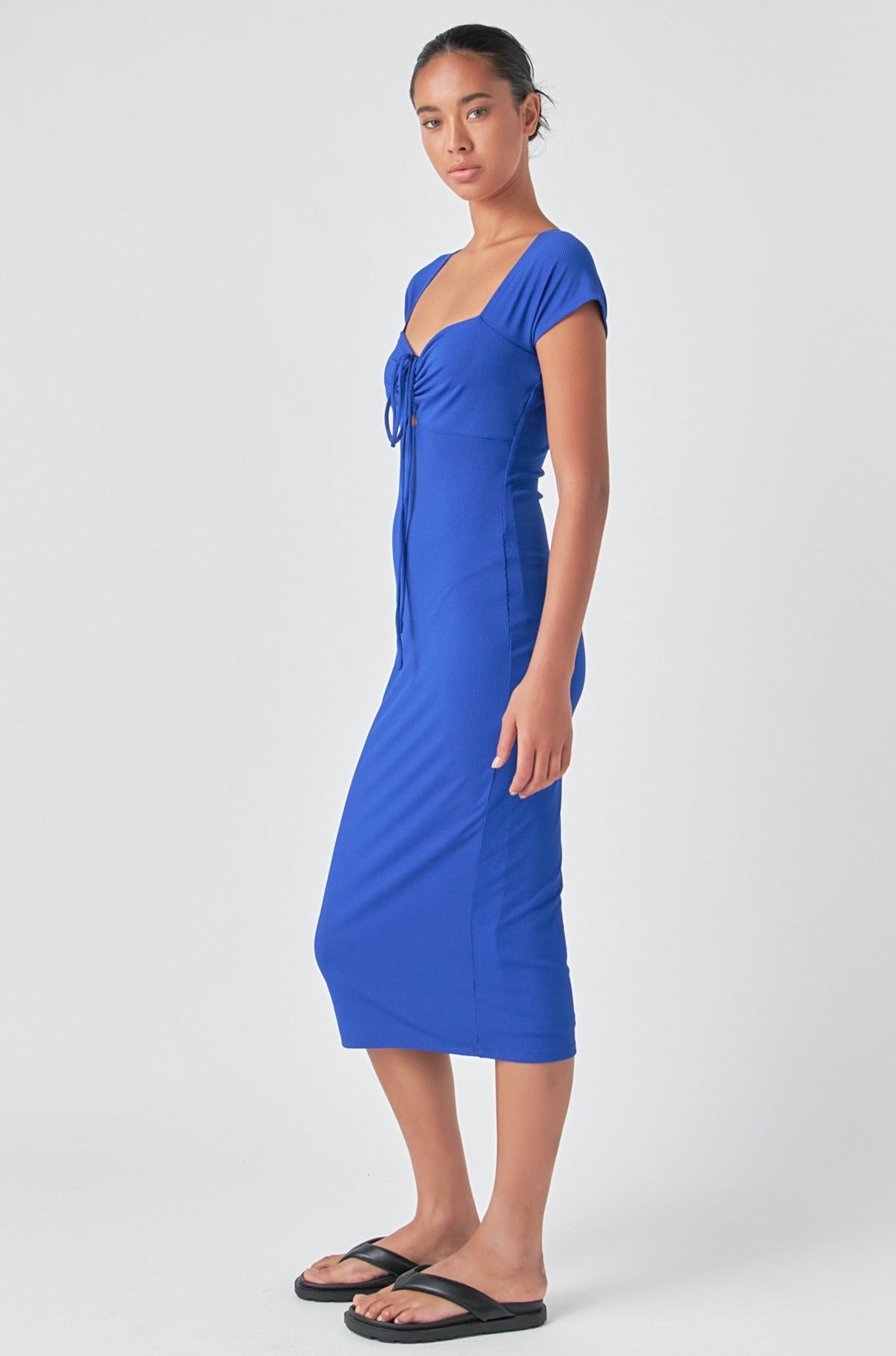 GREY LAB - Cap Sleeve Front Haltered Midi Dress - DRESSES available at Objectrare