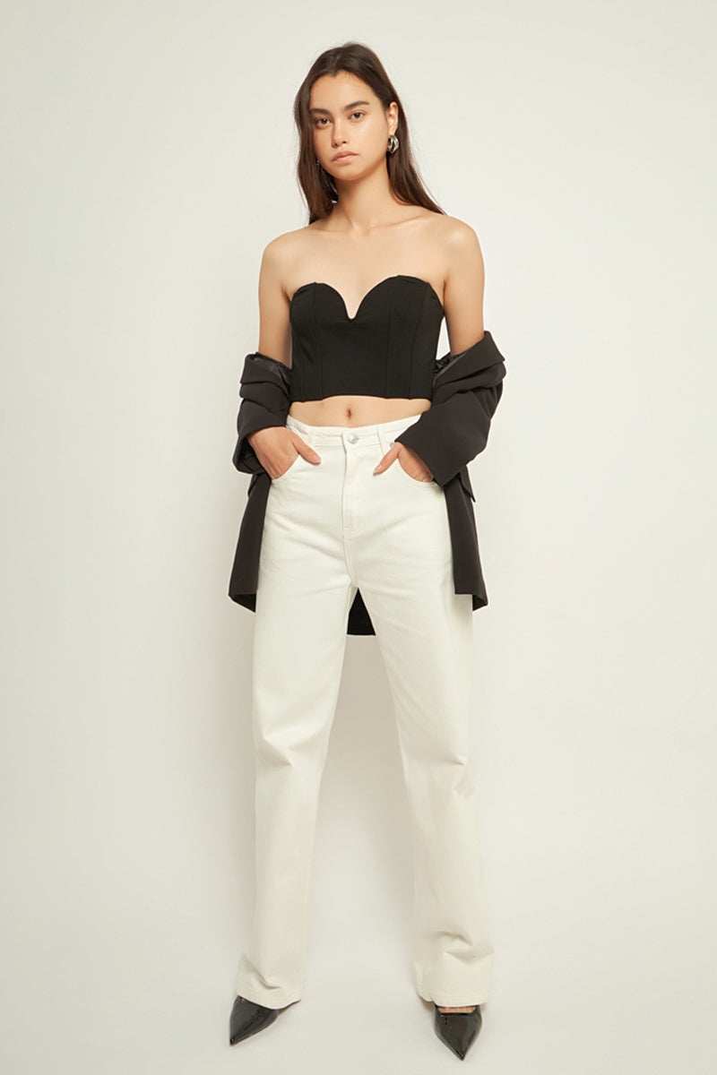 GREY LAB - Sweetheart Corset Tube Top - TOPS available at Objectrare