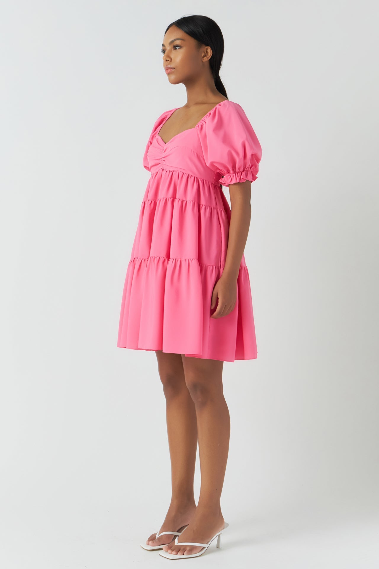 ENDLESS ROSE - Classic Sweetheart Tiered Mini with Puff Sleeves - DRESSES available at Objectrare