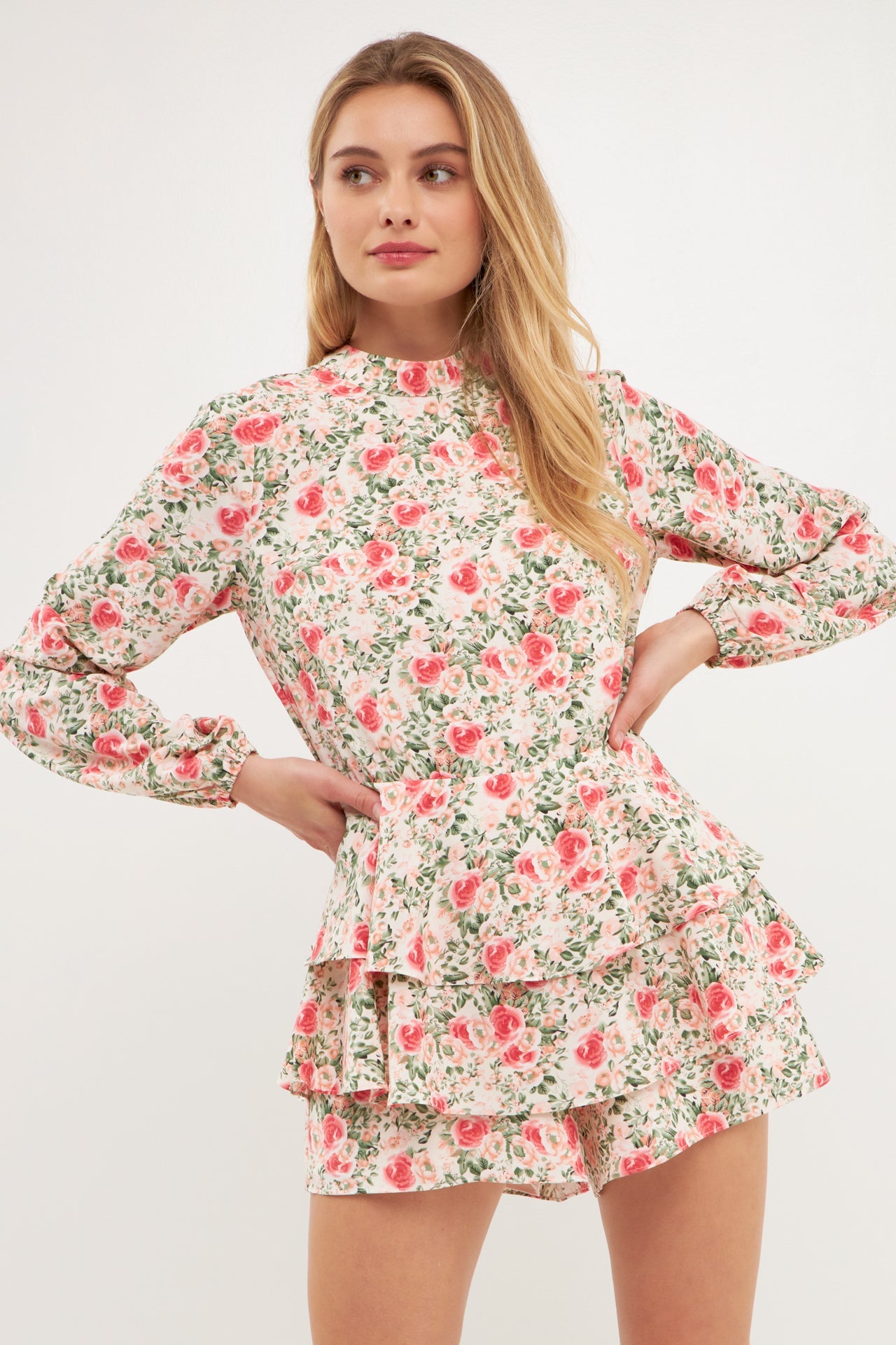 ENDLESS ROSE - Blooming Roses Floral Open Back Romper - ROMPERS available at Objectrare