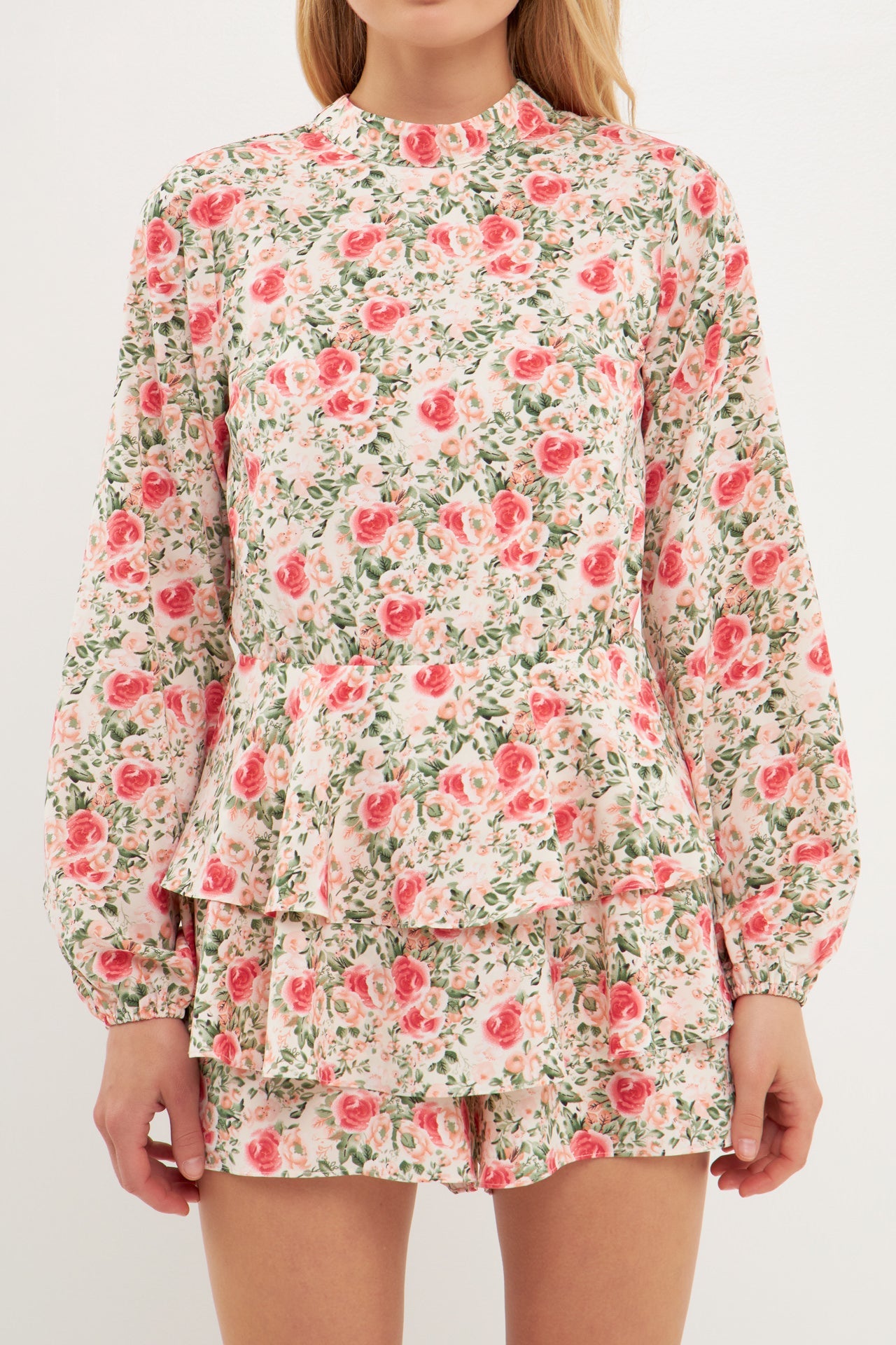 ENDLESS ROSE - Blooming Roses Floral Open Back Romper - ROMPERS available at Objectrare