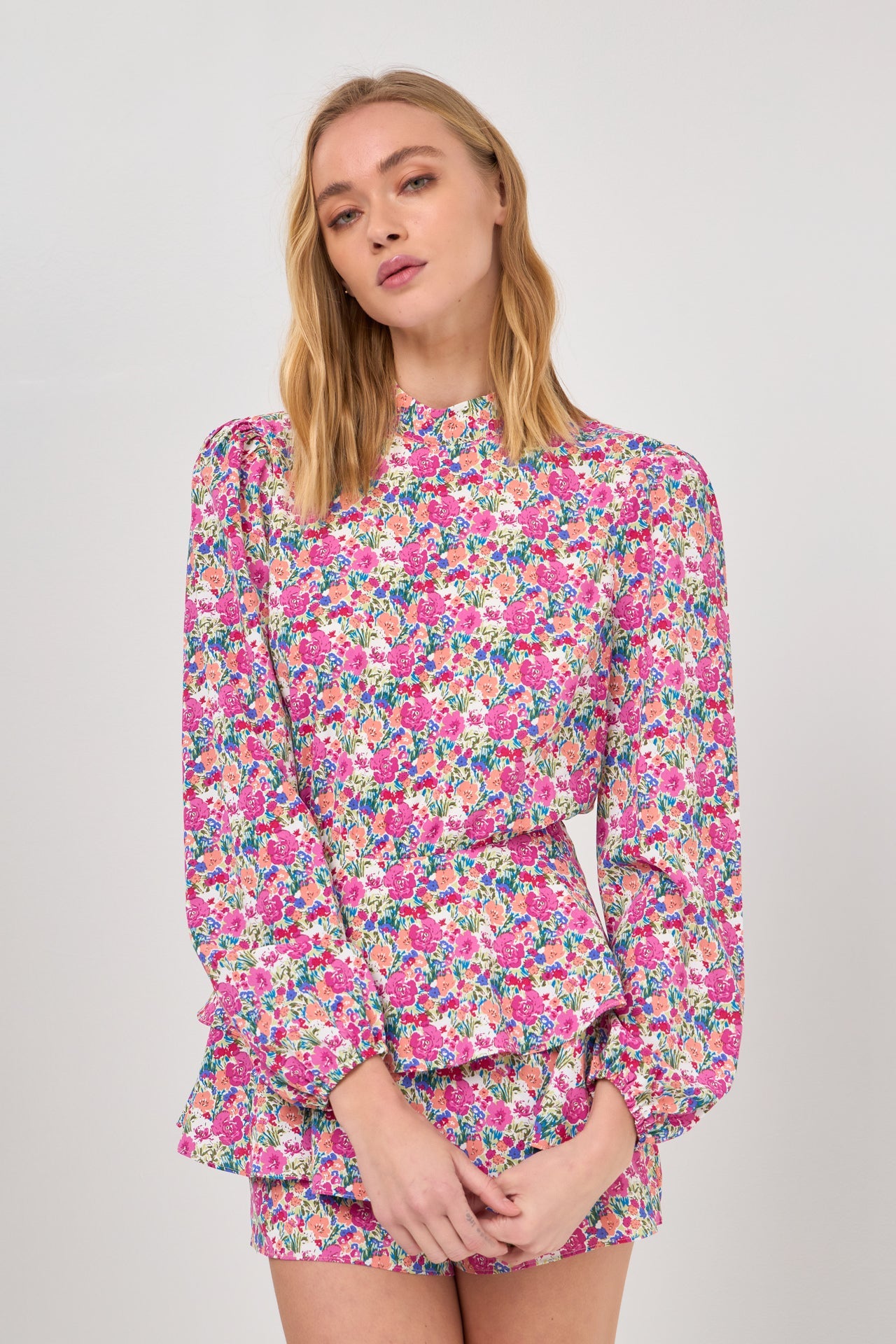 ENDLESS ROSE - Floral Garden Open Back Romper - ROMPERS available at Objectrare