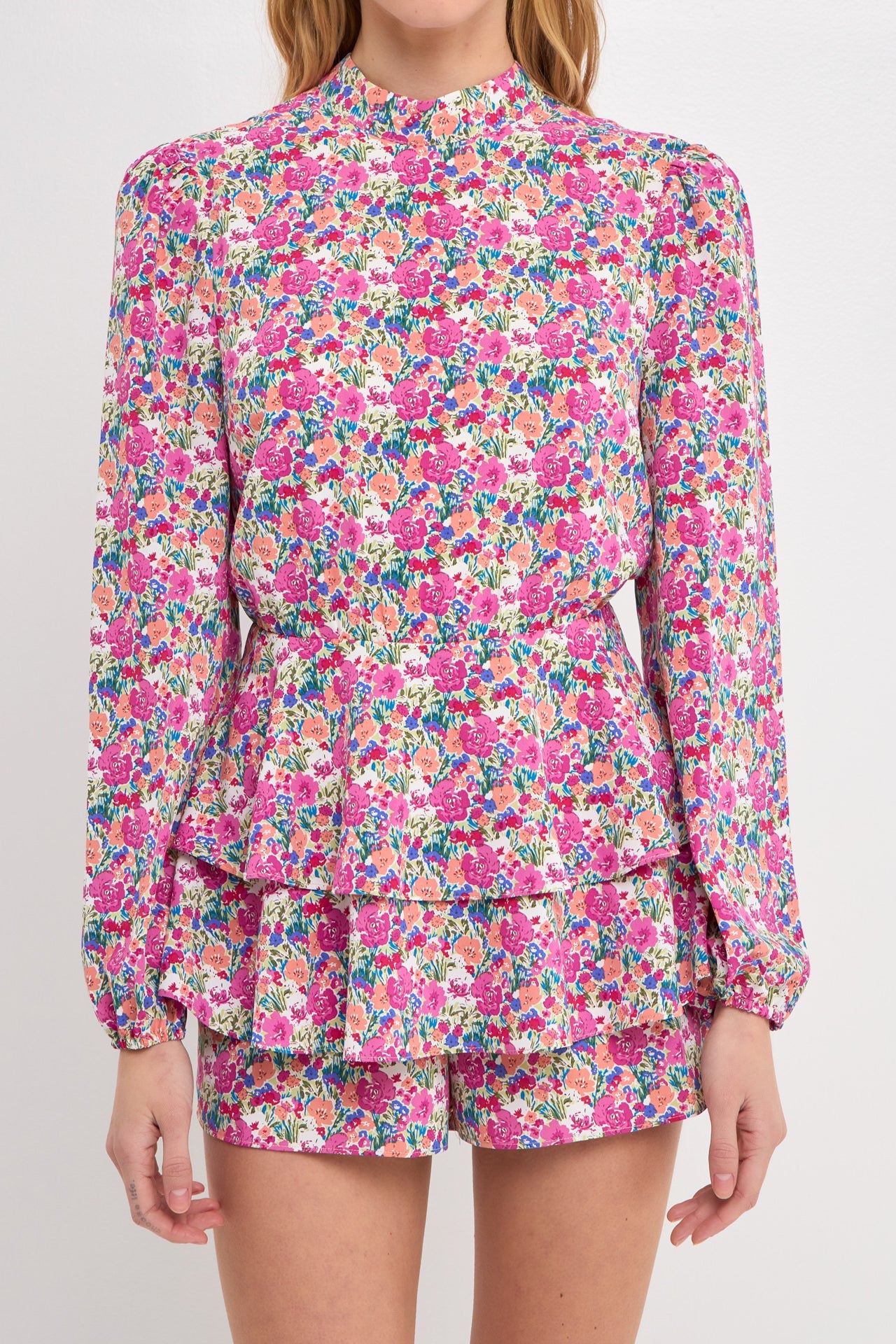 ENDLESS ROSE - Floral Garden Open Back Romper - ROMPERS available at Objectrare