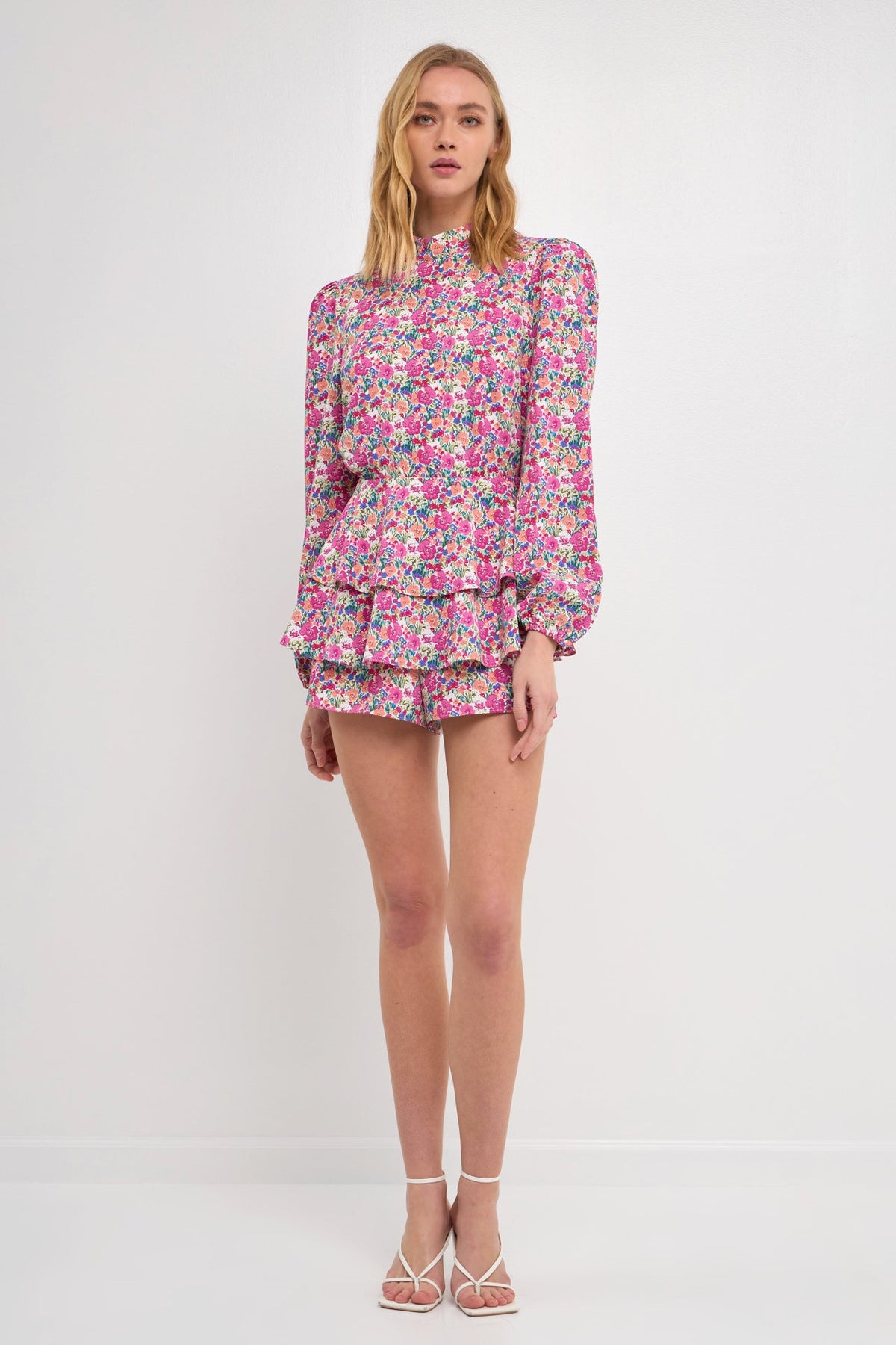 ENDLESS ROSE - Floral Garden Open Back Romper - ROMPERS available at Objectrare