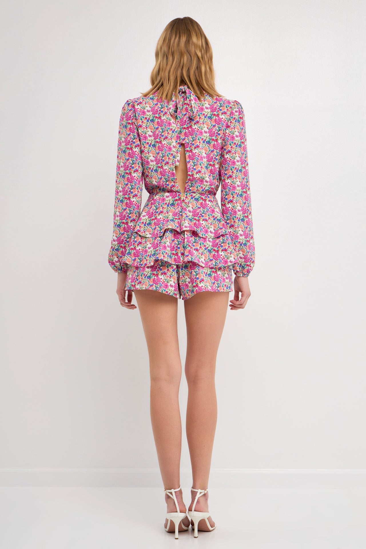 ENDLESS ROSE - Floral Garden Open Back Romper - ROMPERS available at Objectrare