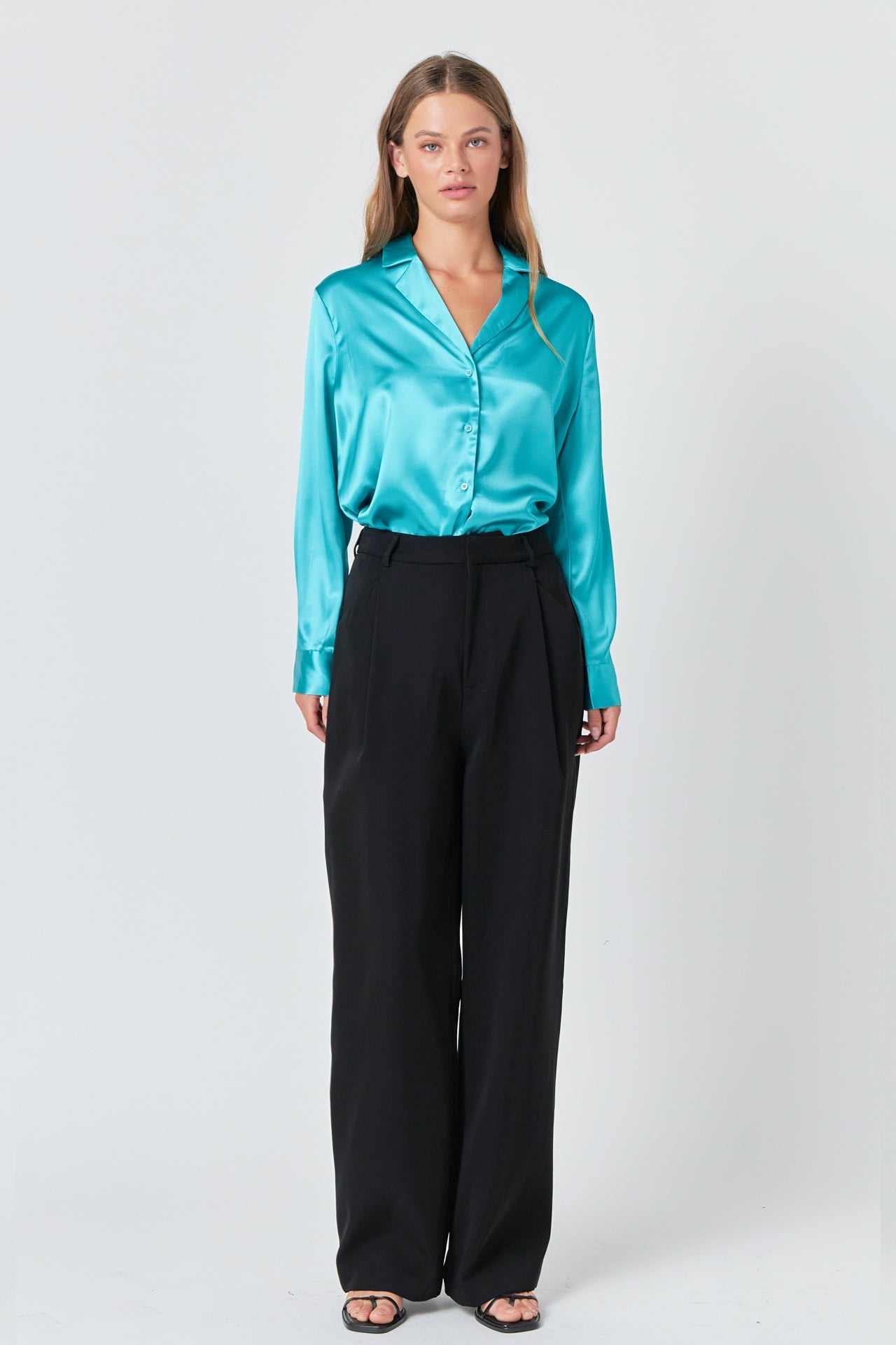 ENDLESS ROSE - Classic Satin Over Shirt - SHIRTS & BLOUSES available at Objectrare