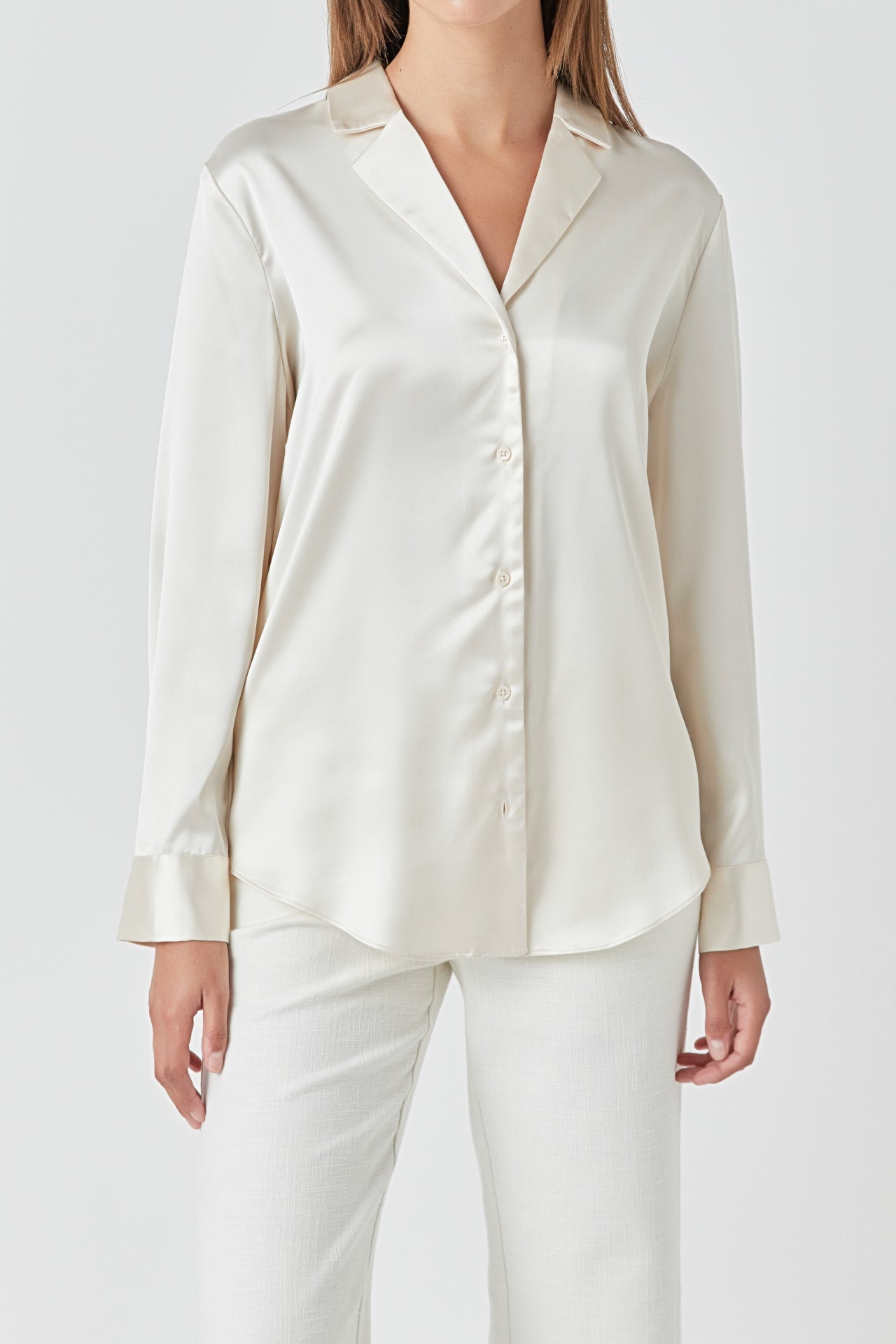 ENDLESS ROSE - Classic Satin Over Shirt - SHIRTS & BLOUSES available at Objectrare