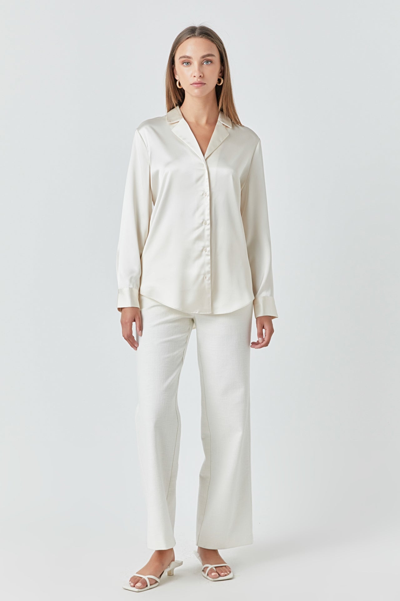 ENDLESS ROSE - Classic Satin Over Shirt - SHIRTS & BLOUSES available at Objectrare