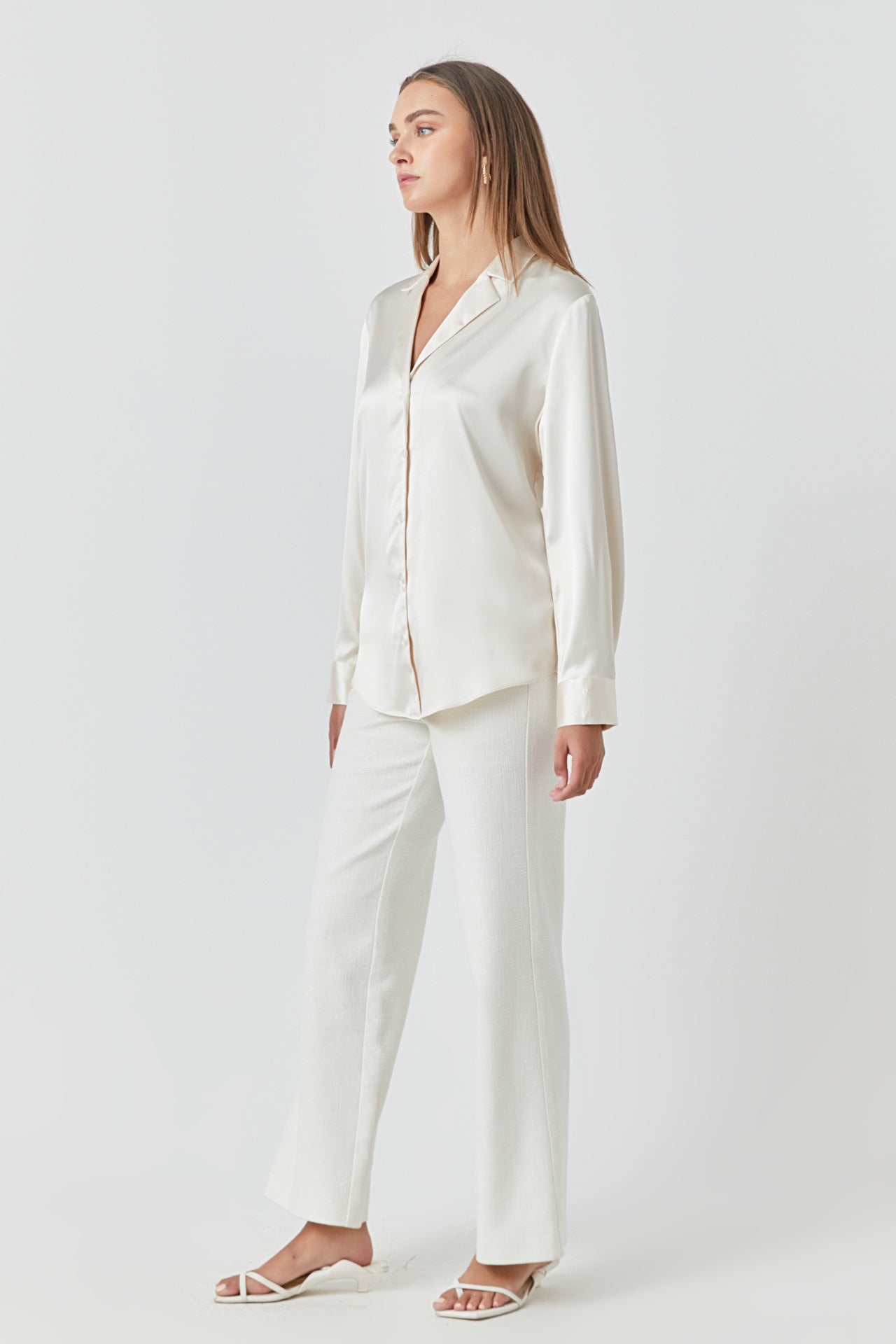 ENDLESS ROSE - Classic Satin Over Shirt - SHIRTS & BLOUSES available at Objectrare