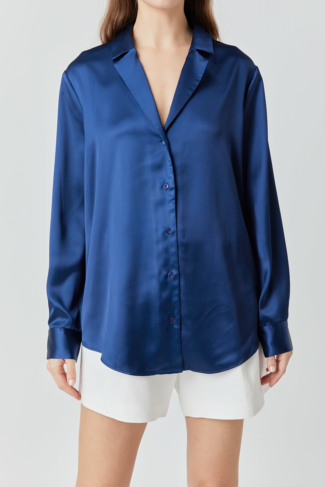 ENDLESS ROSE - Classic Satin Over Shirt - SHIRTS & BLOUSES available at Objectrare