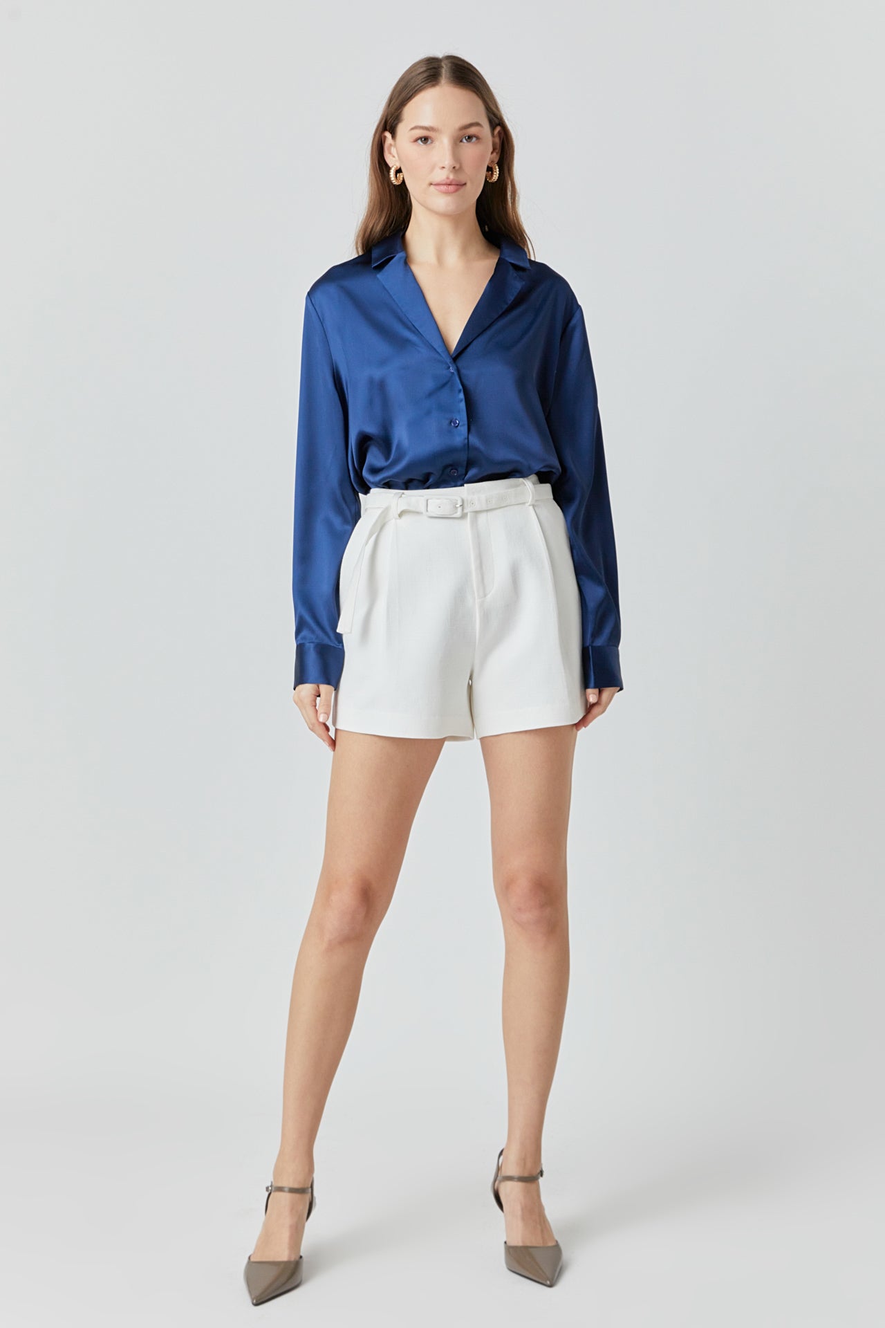 ENDLESS ROSE - Classic Satin Over Shirt - SHIRTS & BLOUSES available at Objectrare