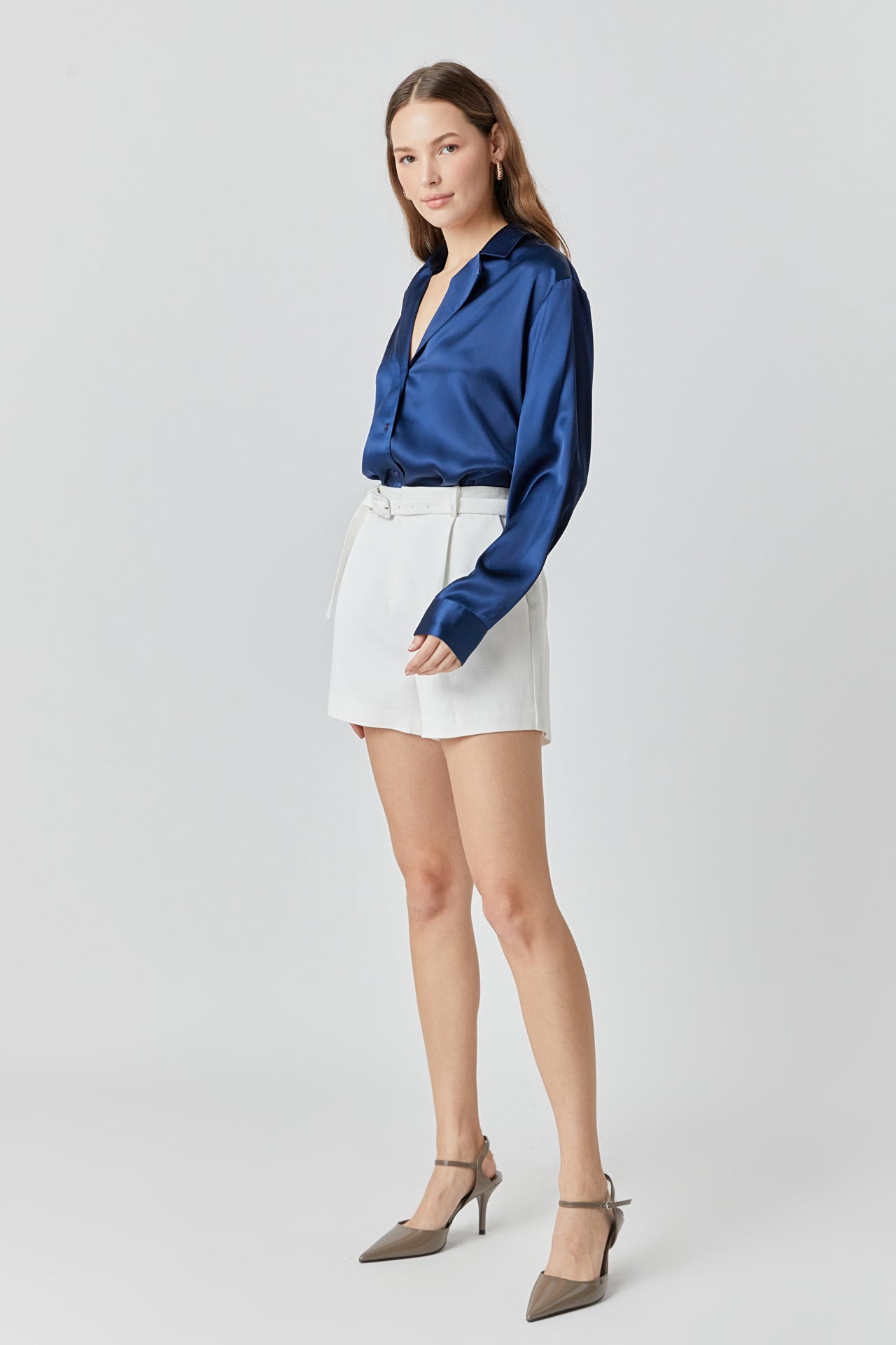 ENDLESS ROSE - Classic Satin Over Shirt - SHIRTS & BLOUSES available at Objectrare