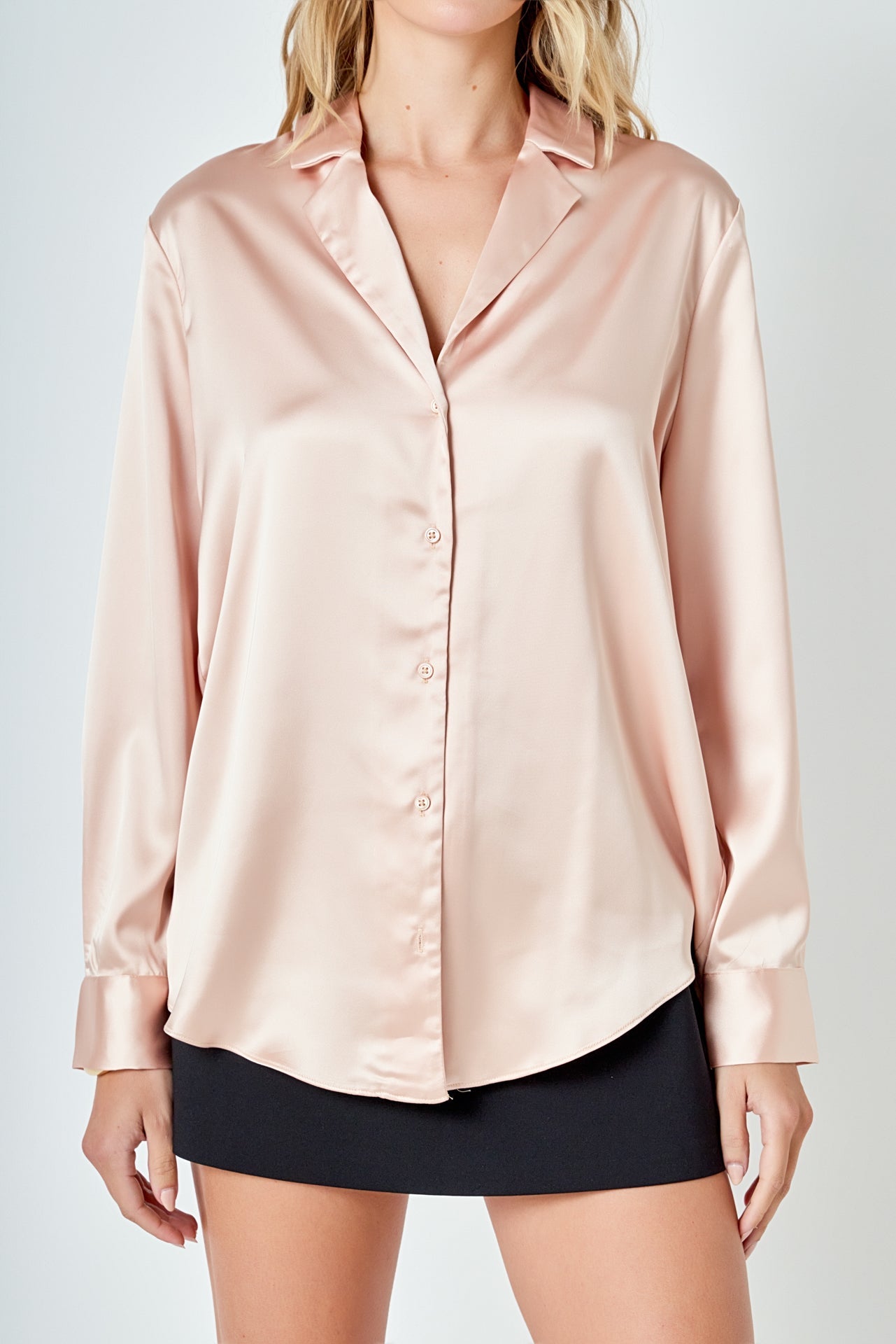 ENDLESS ROSE - Classic Satin Over Shirt - SHIRTS & BLOUSES available at Objectrare