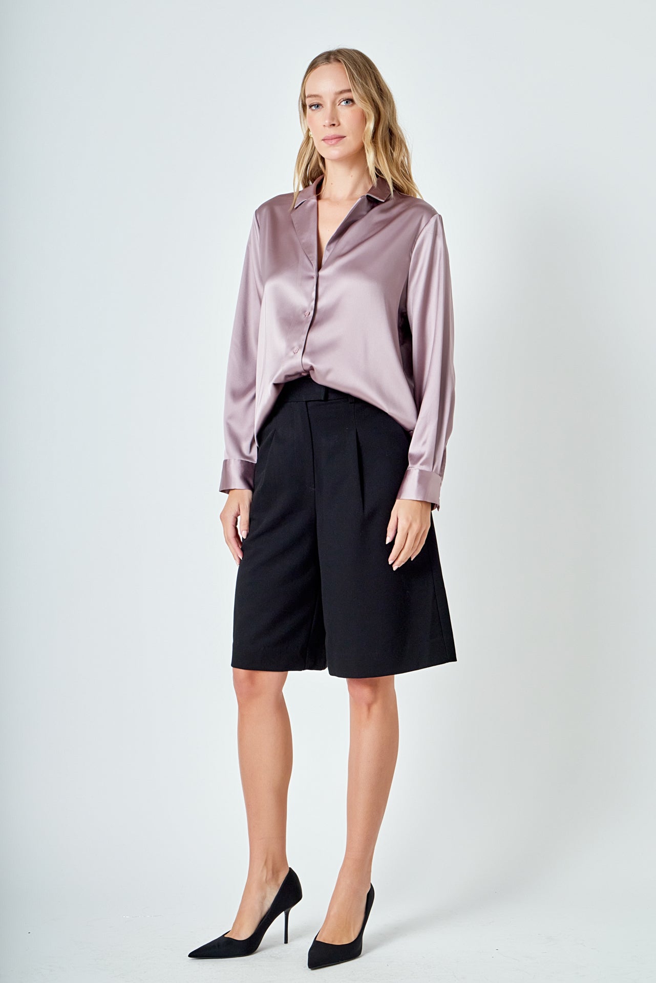 ENDLESS ROSE - Classic Satin Over Shirt - SHIRTS & BLOUSES available at Objectrare