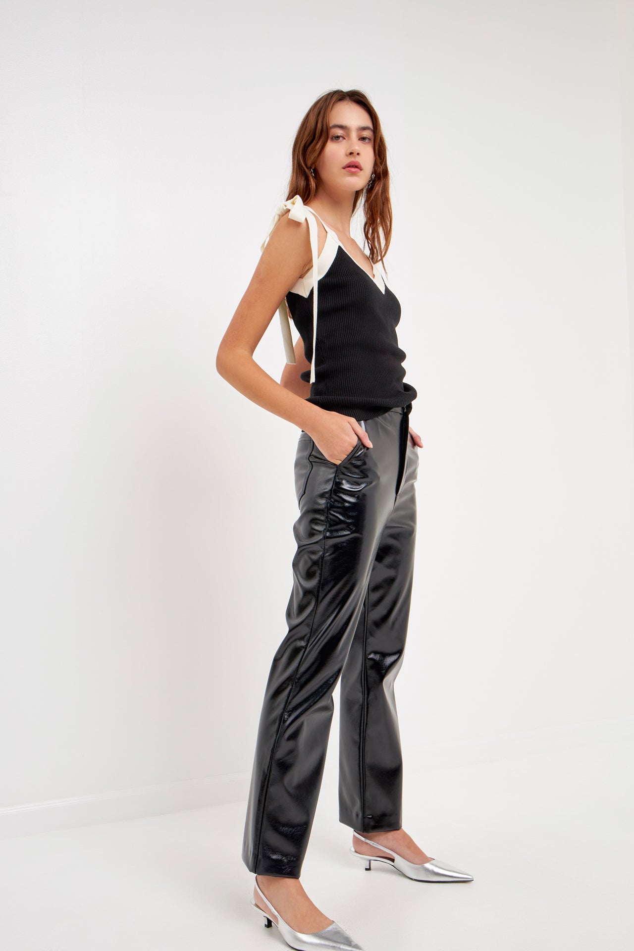Accent Ribbon Tie Top