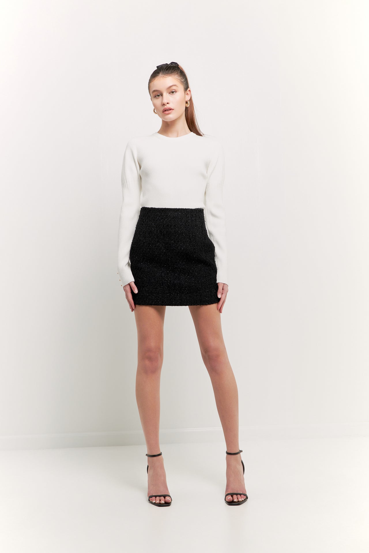 ENDLESS ROSE - High-Waisted Tweed Skirt - SKIRTS available at Objectrare